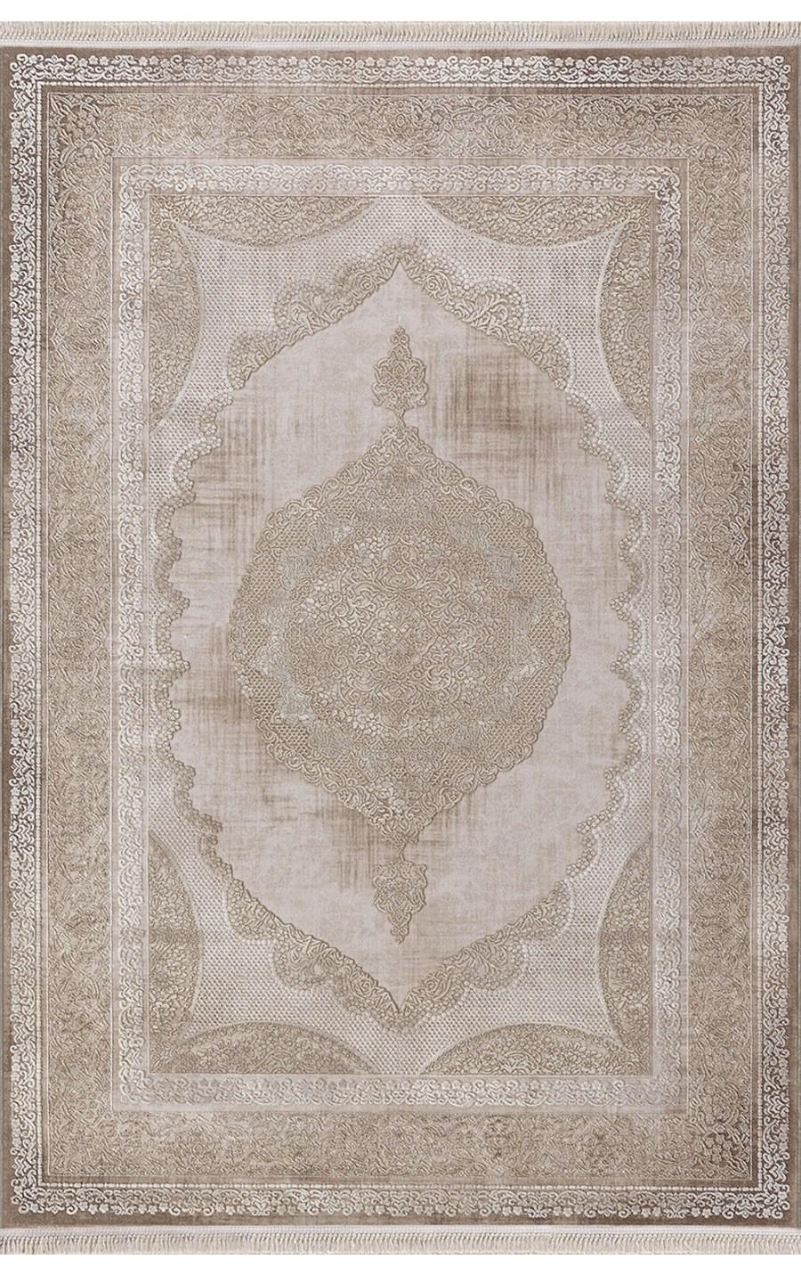 Padişah Santo 32840 Vizon 10 mm Akrilik Yıkanabilir İnce Kaymaz Dikdörtgen Makine Dokuma Salon Halısı 80x150 cm