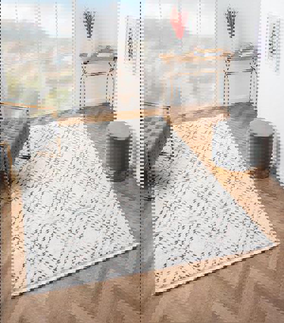 Çam Halı Mona VS011A Vizon 11 mm Polyester Silinebilir Yıkanabilir Orta Dikdörtgen Makine Dokuma Salon Halısı 180x180 cm