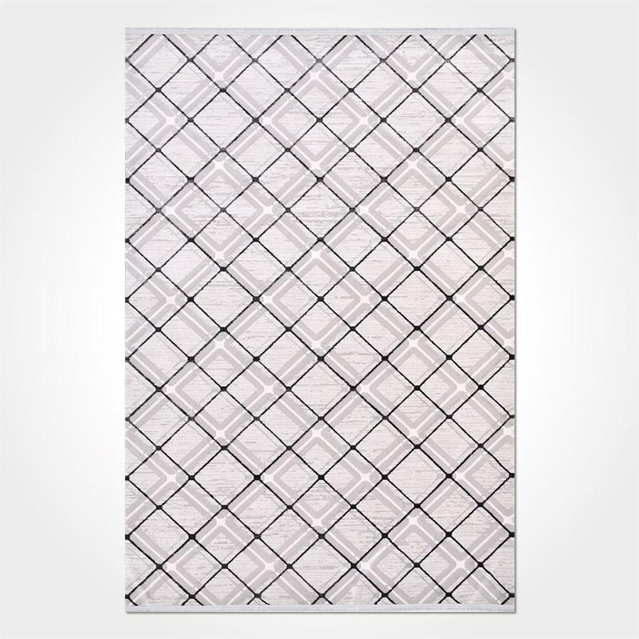 Crea Halı Argilla 15528K Gri 10 mm Akrilik Toz Tutmaz Yıkanabilir Orta Geometrik Dikdörtgen Makine Dokuma Salon Halısı 80x120 cm