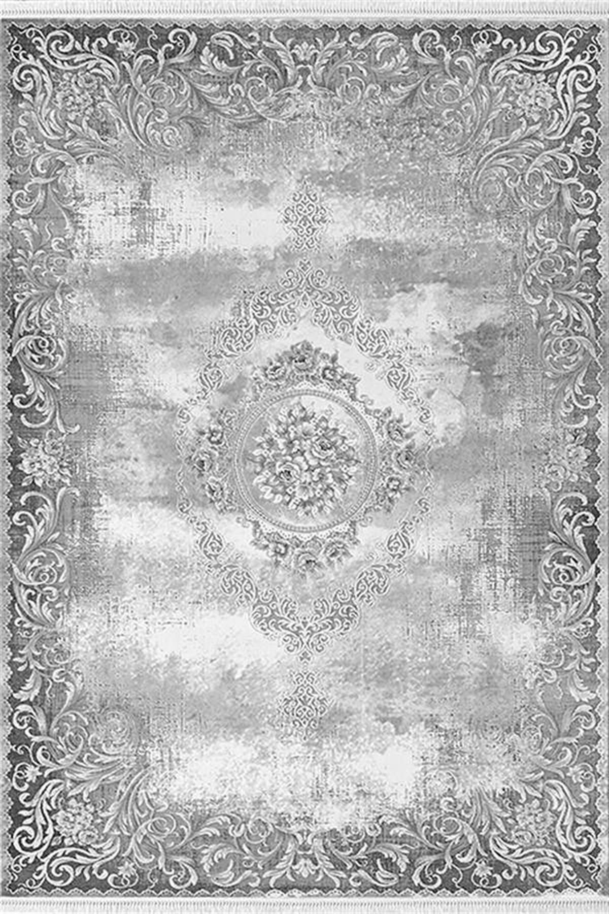 Efsane Halı Esmira 31890 Gri 8 mm Akrilik Silinebilir Yıkanabilir Orta Kaymaz Dikdörtgen Makine Dokuma Salon Halısı 200x300 cm