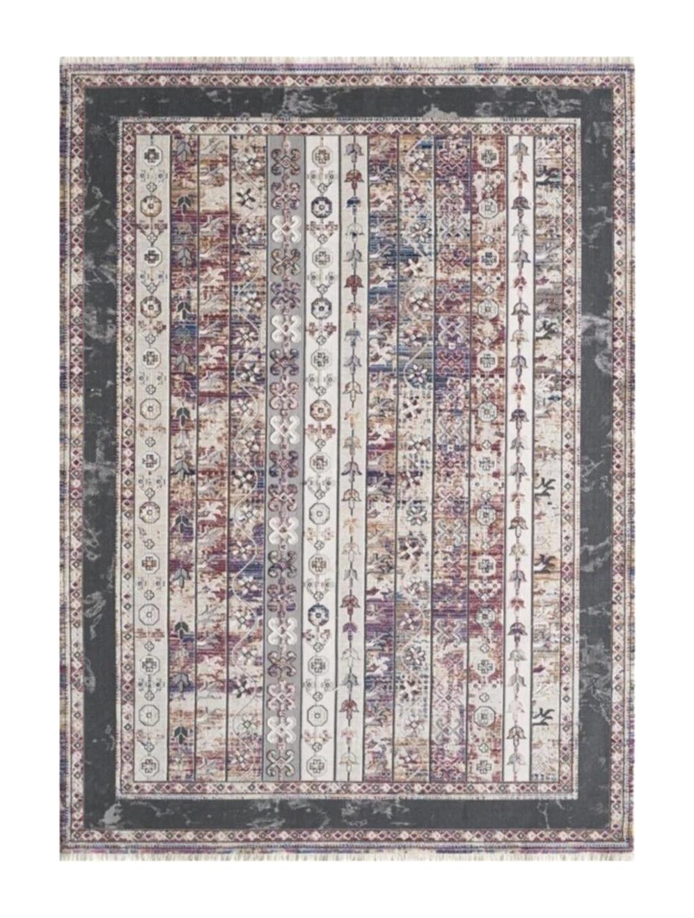 Gümüşsuyu Risus 11323 Krem 5 mm Polyester Antibakteriyel Yıkanabilir İnce Kaymaz Lateks Taban Dikdörtgen Makine Dokuma Salon Halısı 100x300 cm