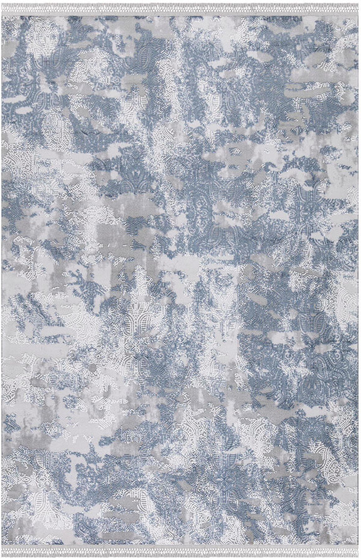 İpek Home Blossom 13620 Gri-Mavi 10 mm Bambu Toz Tutmaz Yıkanabilir Orta Kaymaz Jüt Taban Dikdörtgen Makine Dokuma Antre-Çocuk Odası-Salon-Yatak Odası Halısı 120x170 cm