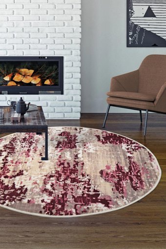 Dijidekor Çok Renkli 6 mm Polyester Antistatik Yıkanabilir Orta Kaymaz Dot Taban Yuvarlak Makine Dokuma Oturma Odası Halısı 100x200 cm