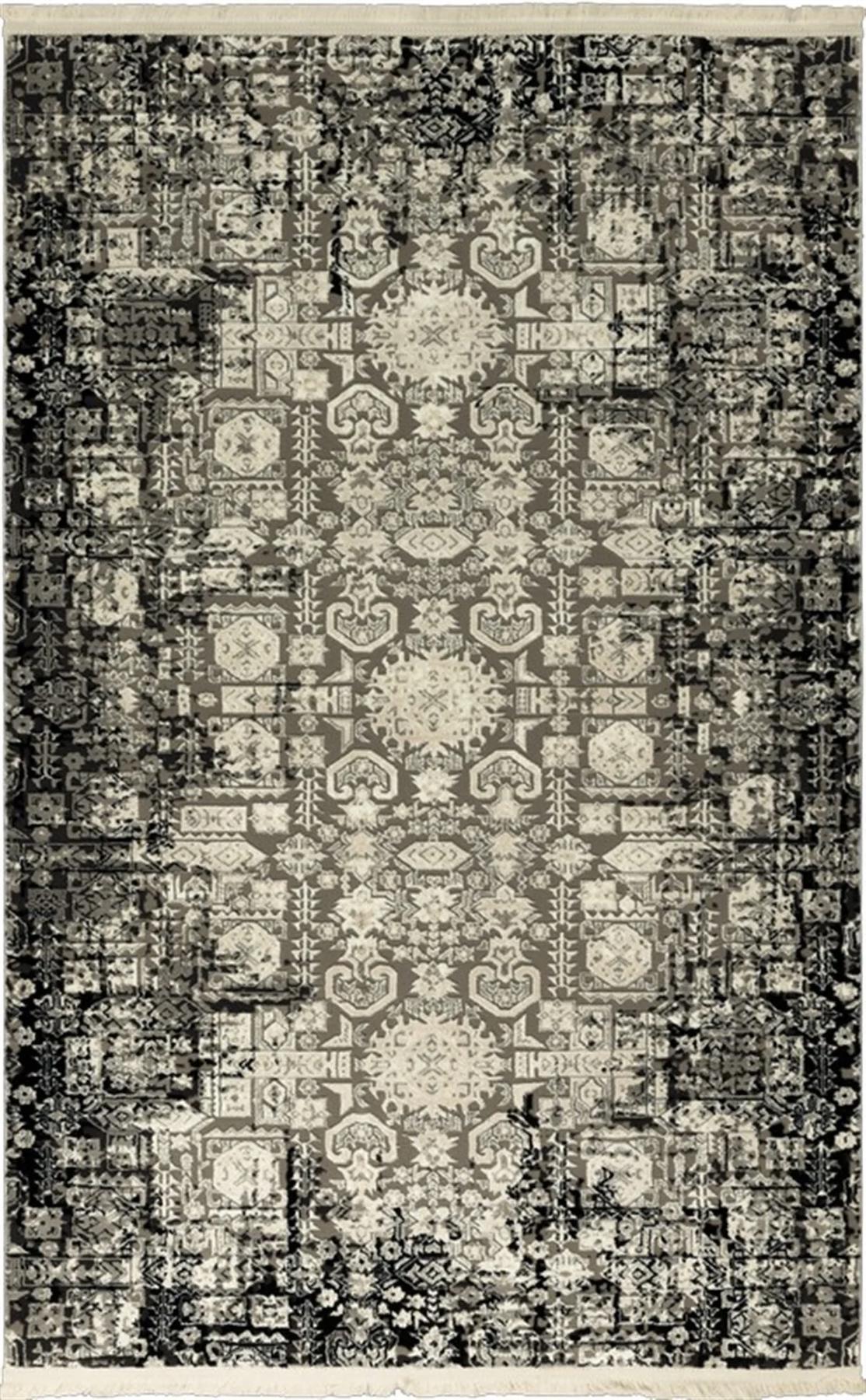 Tuğra Halı Astoria 10900 Siyah 12 mm Polyester Yıkanabilir Orta Dikdörtgen Makine Dokuma Salon Halısı 100x300 cm