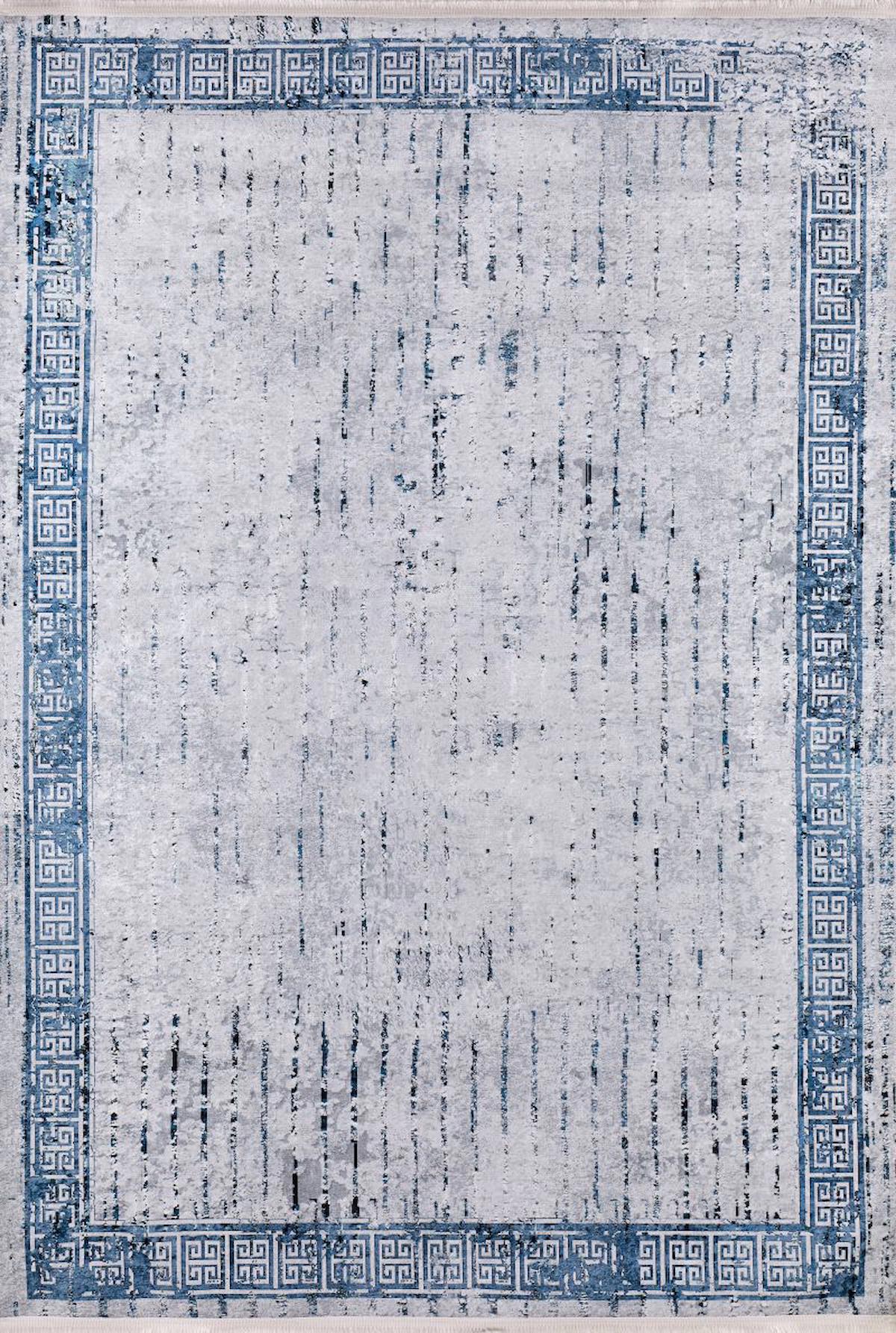 Halı Atölyesi HA135 Mavi 5 mm Pamuk Antibakteriyel Yıkanabilir İnce Kaymaz Taban Dikdörtgen Makine Dokuma Salon Halısı 100x150 cm