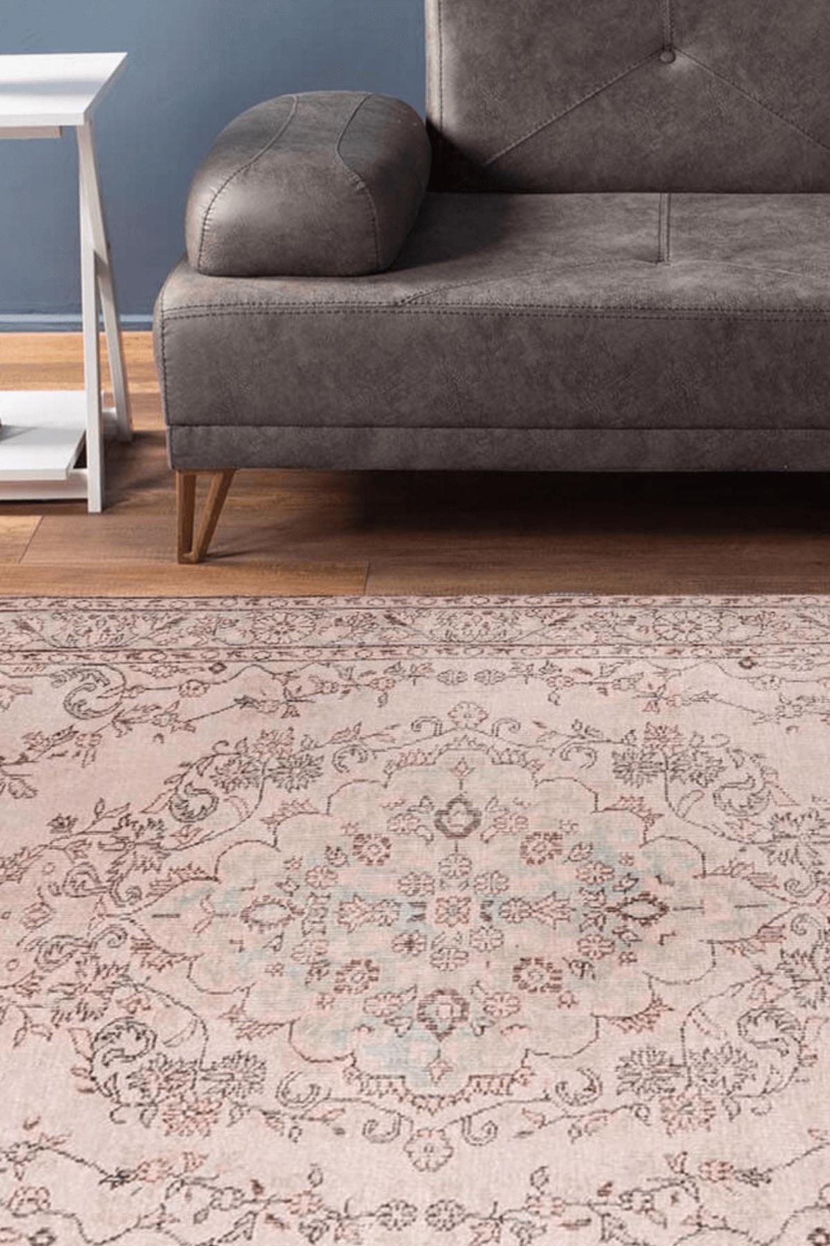 Artloop AL-20 Bej 4 mm Polyester Yıkanabilir İnce Kaymaz Jüt Taban Dikdörtgen Makine Dokuma Salon Halısı 160x230 cm