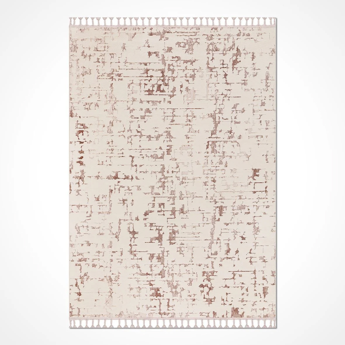 Crea Halı Satürn 2352AK Krem 10 mm Polyester Yumuşak Yıkanabilir Orta Soyut Temalı Dikdörtgen Makine Dokuma Salon Halısı 120x180 cm