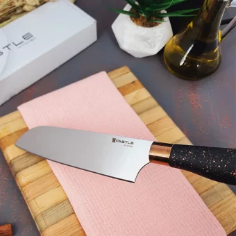 Castle Kitchen Black Copper Serisi 2 Li Mutfak Bıçak Seti (Santaku - Doğrama)