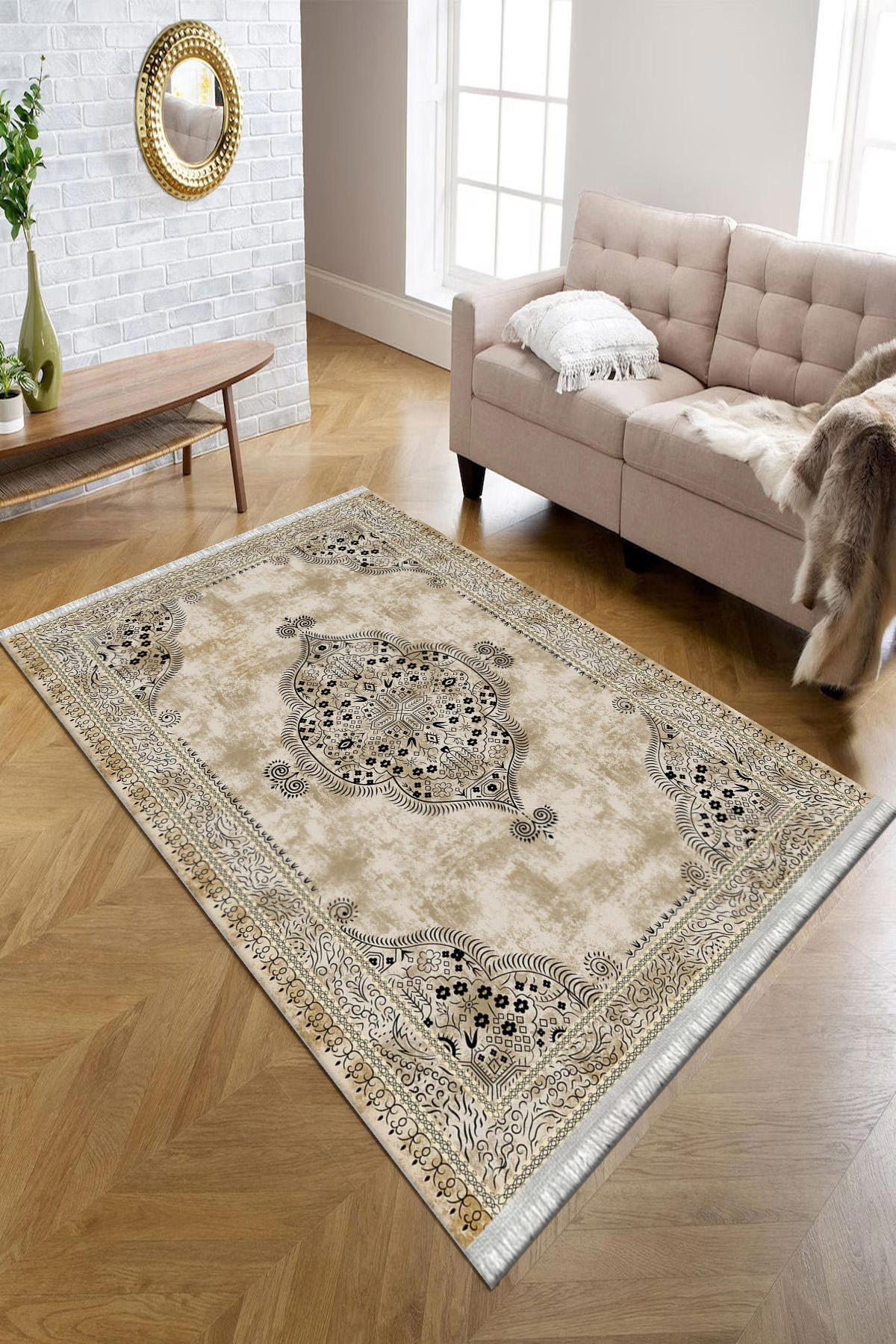 Kreatif Halı Lacivert 4 mm Polyester Antibakteriyel Yıkanabilir İnce Kaymaz Dikdörtgen Makine Dokuma Salon Halısı 160x230 cm
