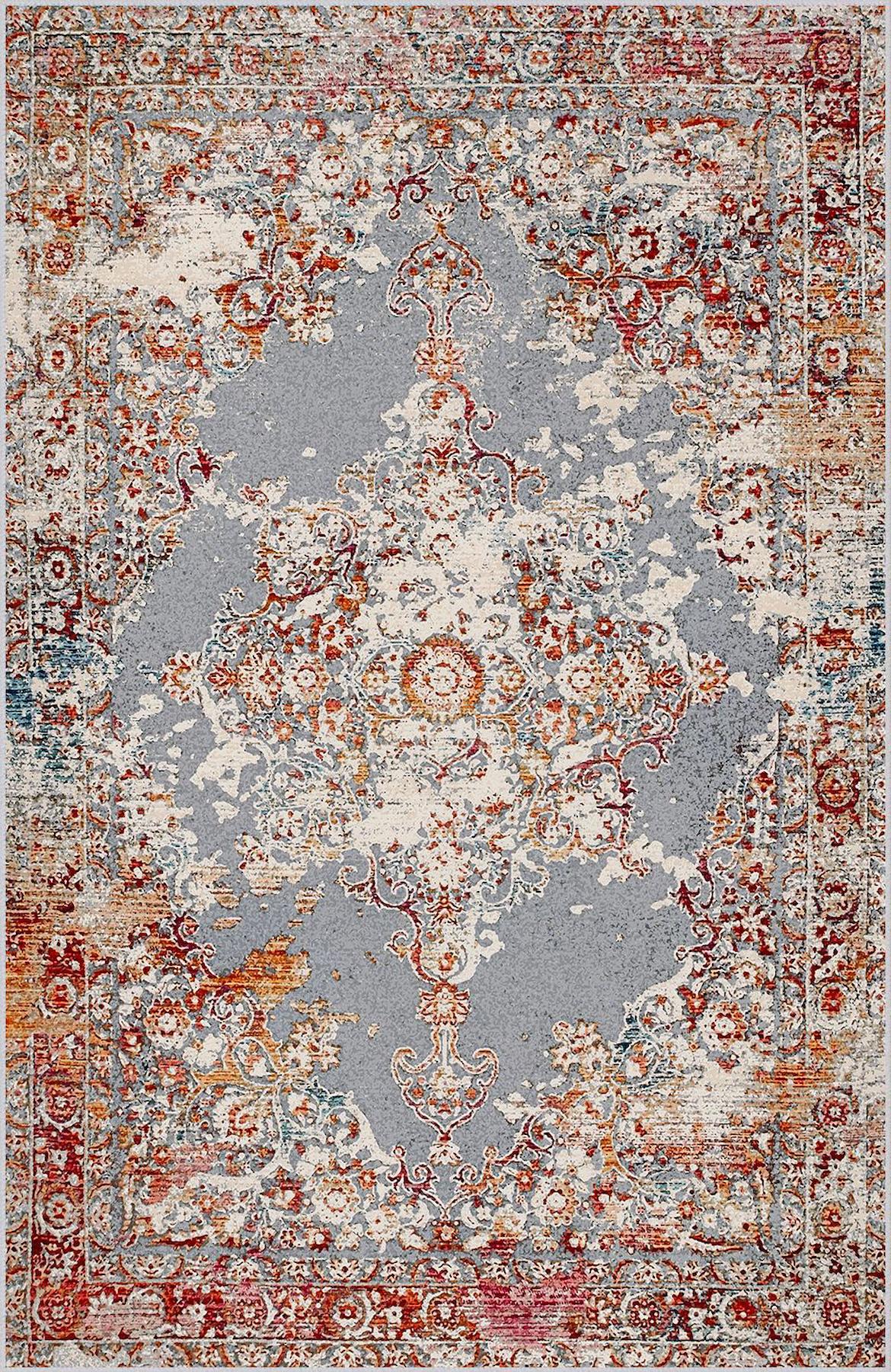 Rovigo Home RVG0793 Çok Renkli 8 mm Polyester Antibakteriyel-Leke Tutmaz-Toz Tutmaz Yıkanabilir İnce Kaymaz Dot Taban Dikdörtgen Makine Dokuma Salon Halısı 150x230 cm