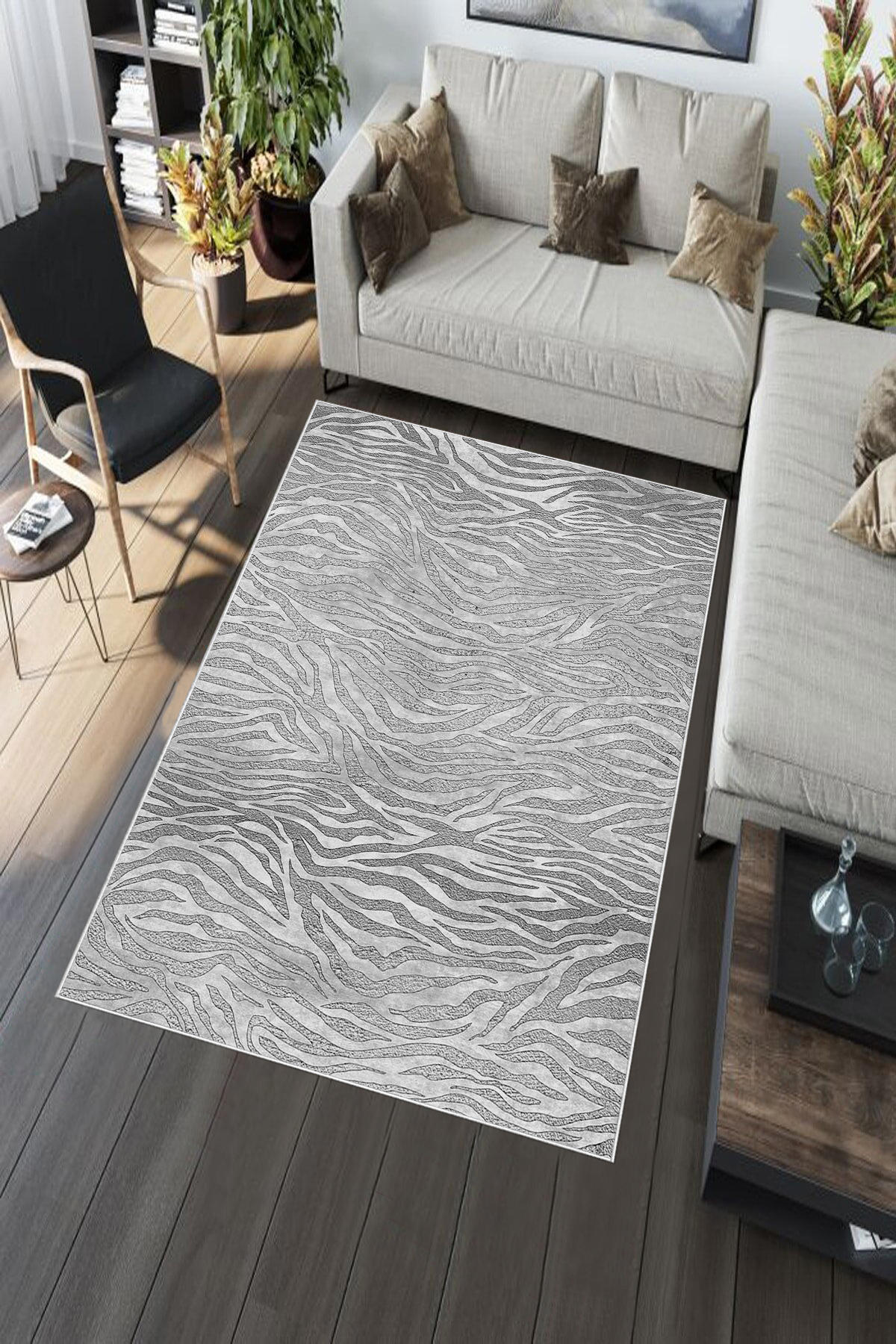 Aldora Krem 0.8 mm Polipropilen Yıkanabilir Orta Kaymaz Deri Taban Dikdörtgen Makine Dokuma Salon Halısı 80x500 cm