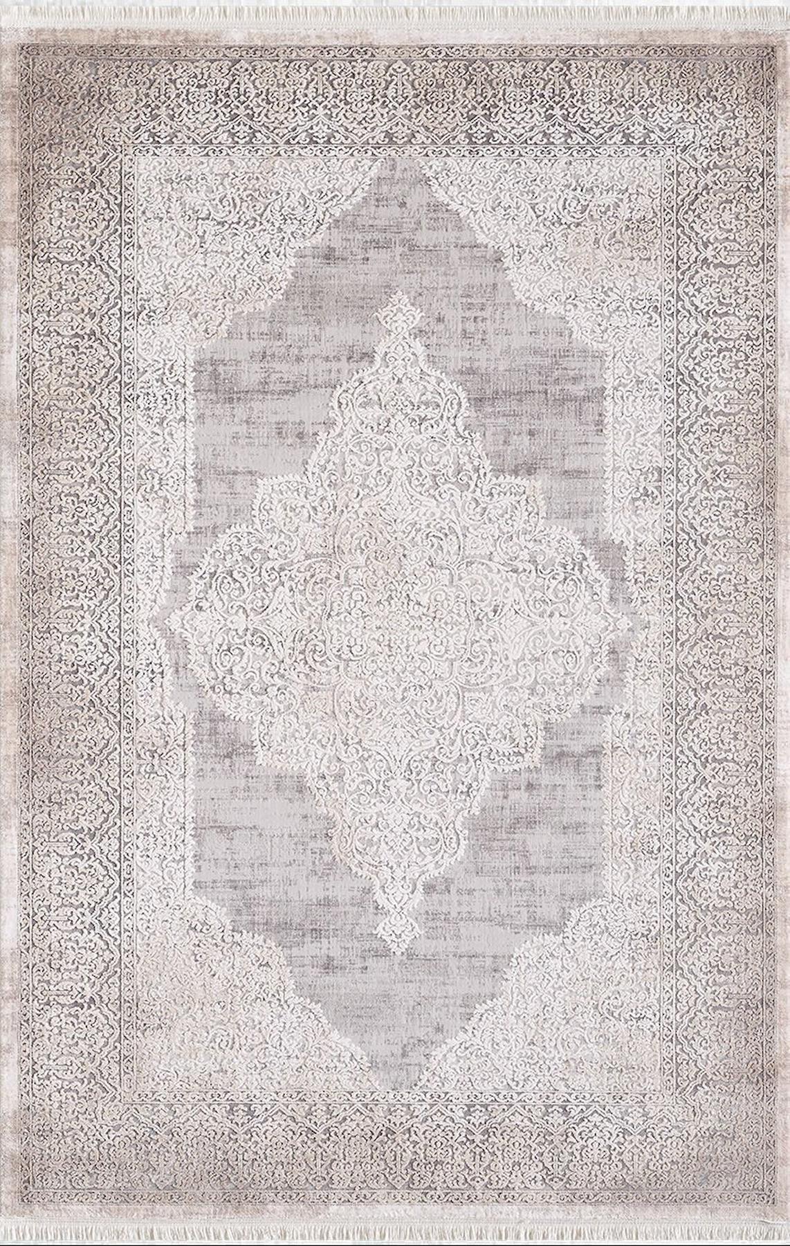 Artemis Halı Borok 02253C Krem Akrilik Yıkanabilir İnce Kaymaz Jüt Taban Dikdörtgen Makine Dokuma Salon Halısı 100x200 cm