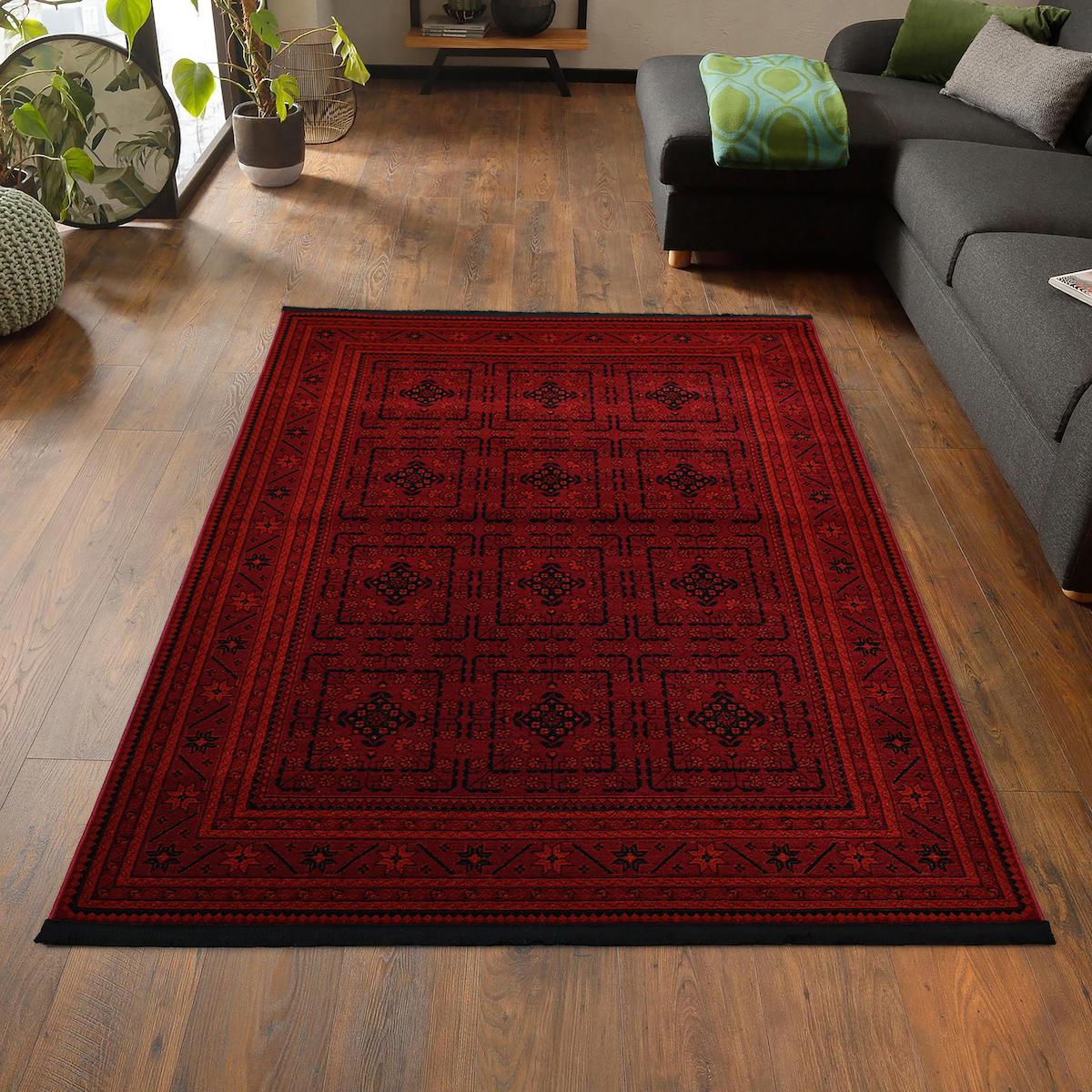 Giza Home 5969A-ZS72 Bordo 8 mm Polipropilen Yıkanabilir İnce Kaymaz Dikdörtgen Makine Dokuma Salon Halısı 200x290 cm