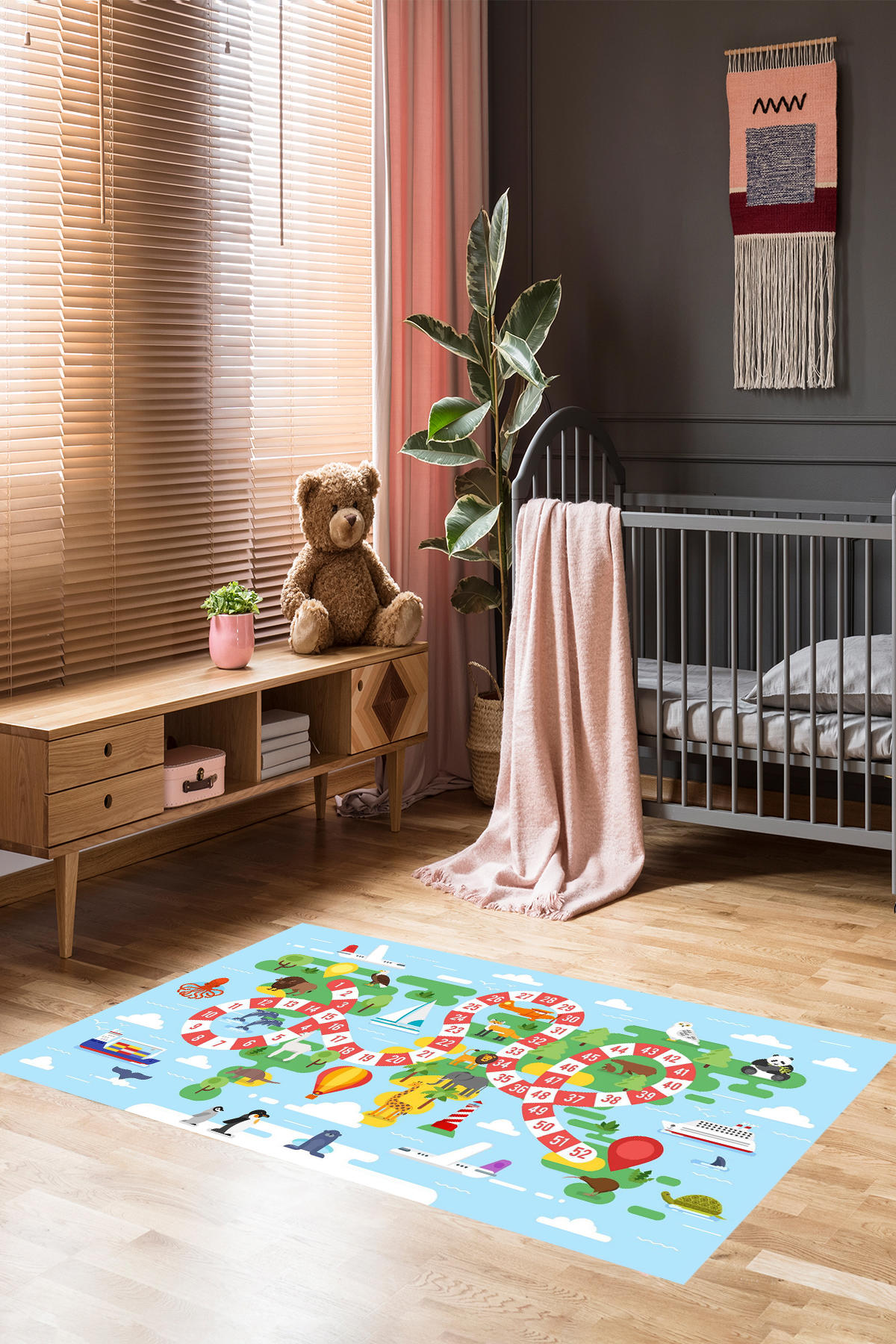Homier Collection H-CK-10196A Krem 7 mm Pamuk Antibakteriyel Yıkanabilir Orta Kaymaz Dot Taban Dikdörtgen Makine Dokuma Çocuk Odası Halısı 120x180 cm