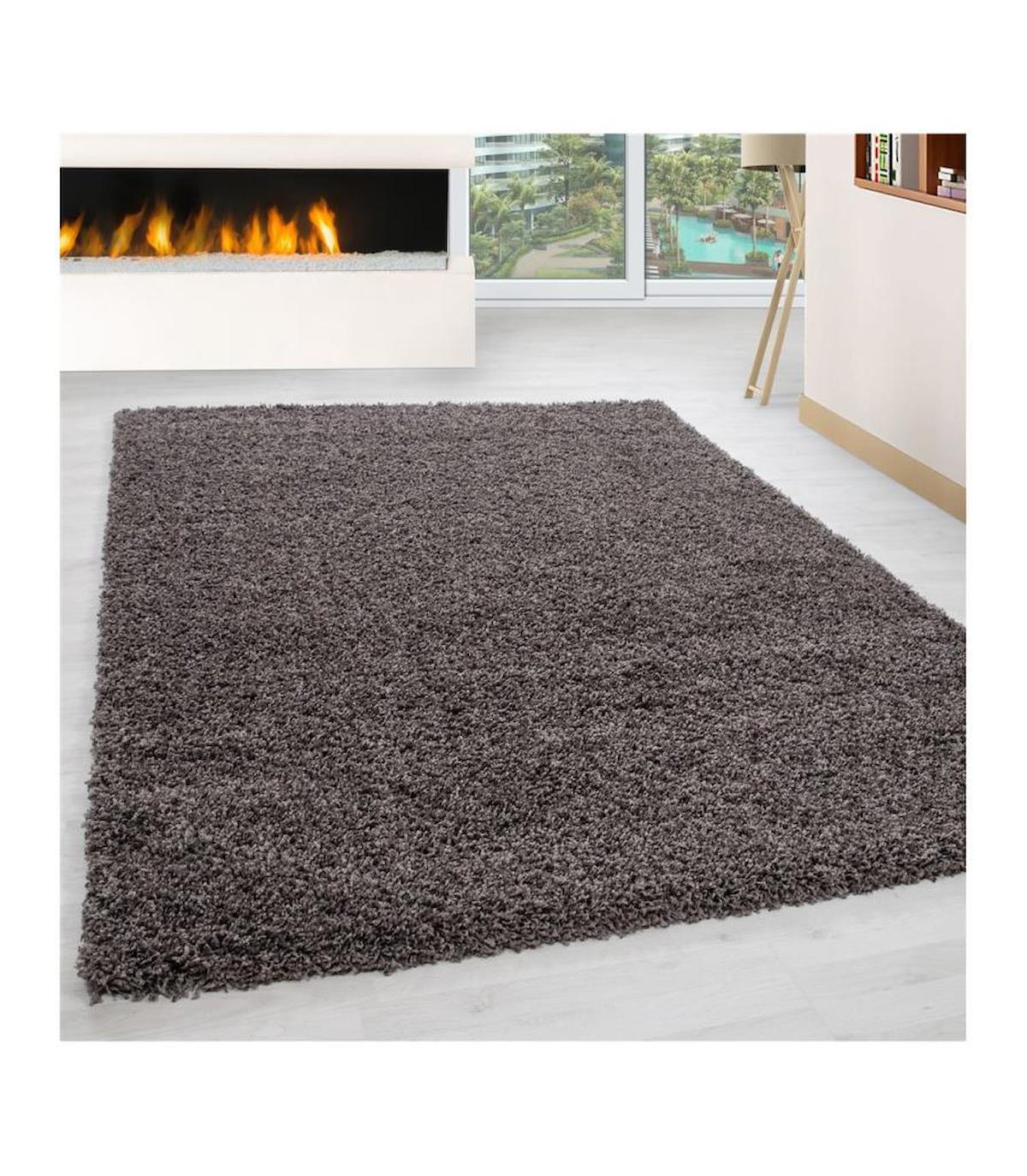 Carpettex Siyah 30 mm Polipropilen Antibakteriyel Yıkanabilir Kalın Kaymaz Lateks Taban Dikdörtgen Makine Dokuma Salon Halısı 120x170 cm