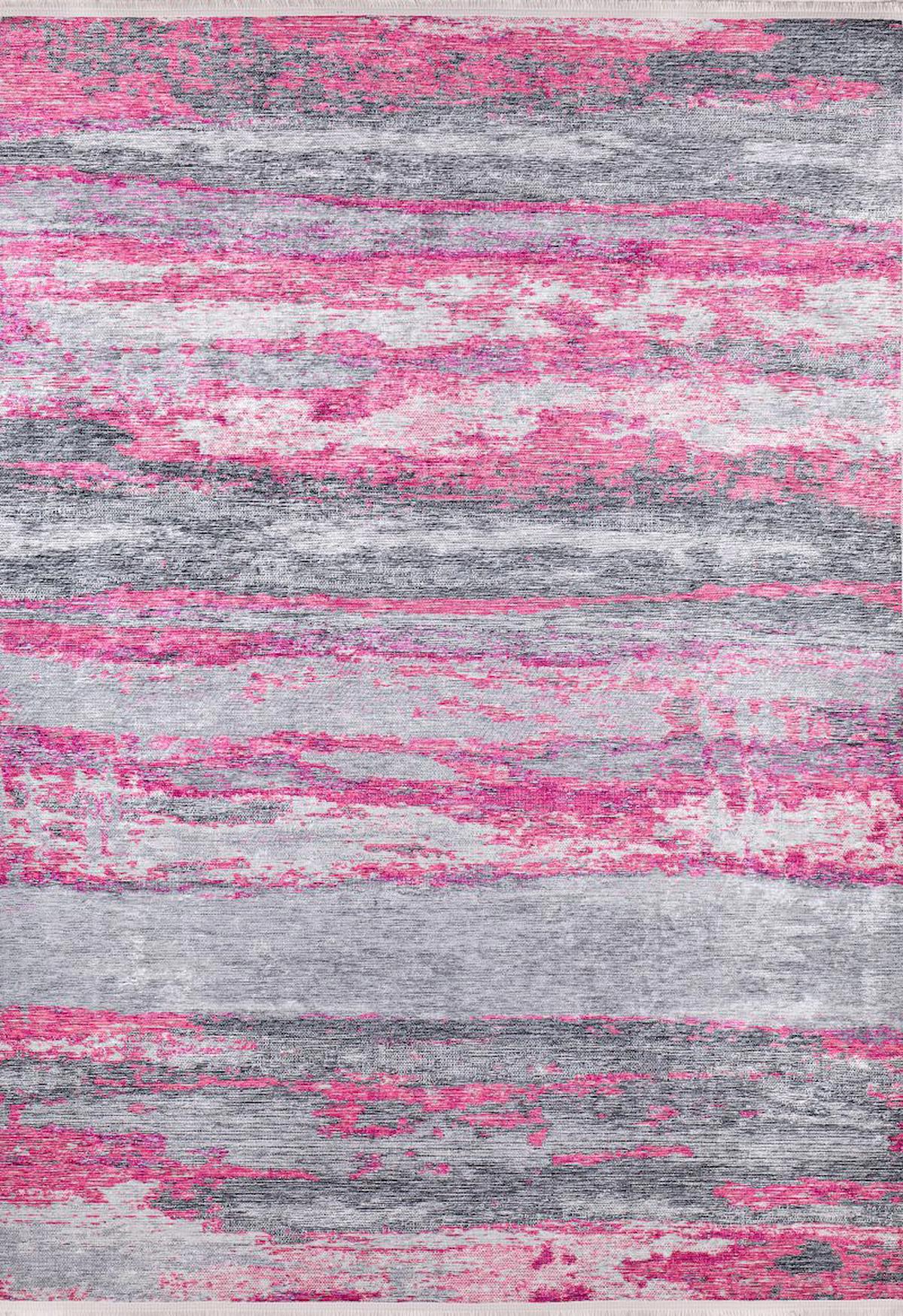 Halı Atölyesi HA152 Pembe 5 mm Pamuk Yıkanabilir İnce Kaymaz Taban Dikdörtgen Makine Dokuma Salon Halısı 130x190 cm