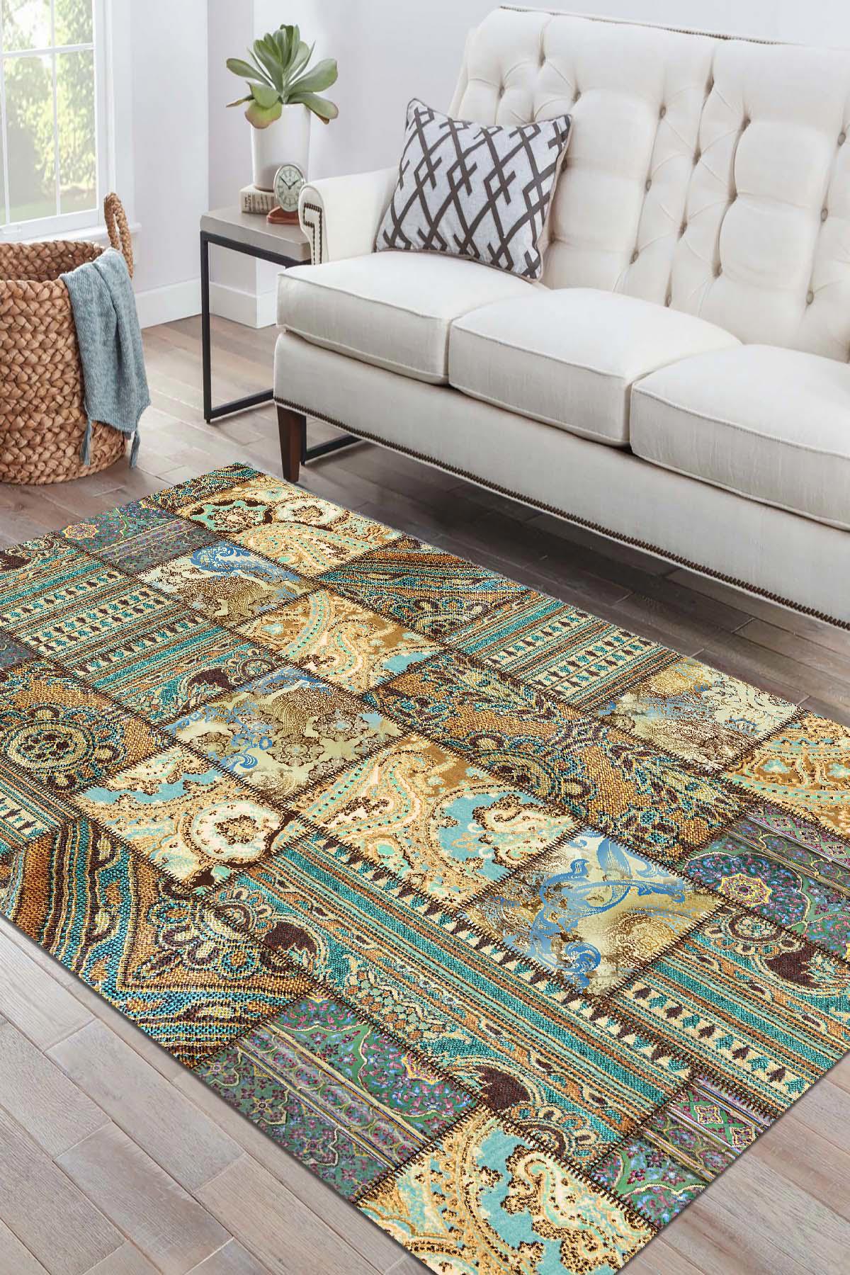 Aida Home Node Krem 0.5 mm Pamuk Antibakteriyel Yıkanabilir İnce Kaymaz Şönil Taban Dikdörtgen Makine Dokuma Salon Halısı 80x180 cm