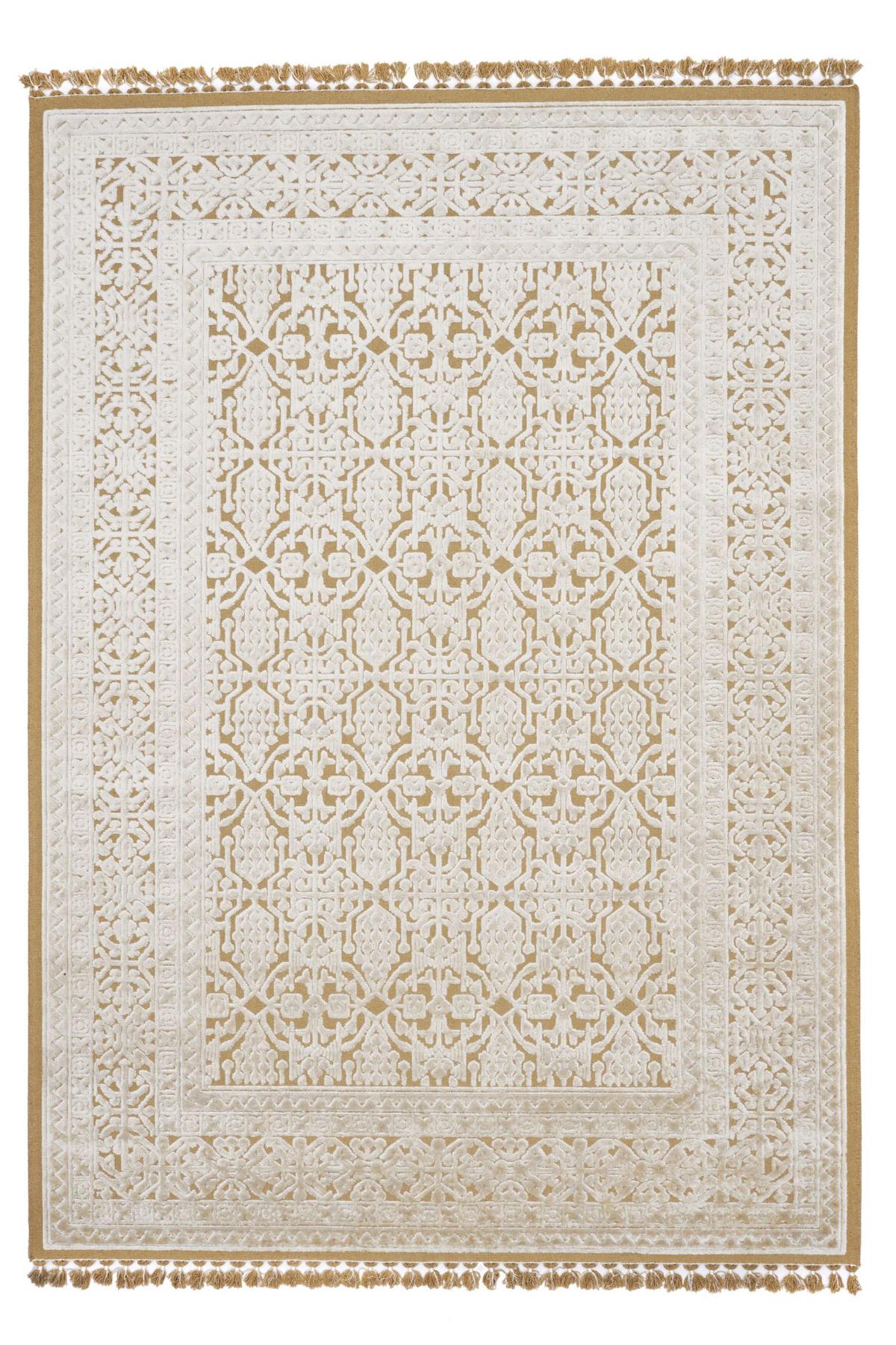 Apex Nüans 8809 Krem Pamuk Yıkanabilir İnce Kaymaz Jüt Taban Dikdörtgen Makine Dokuma Salon Halısı 40x60 cm