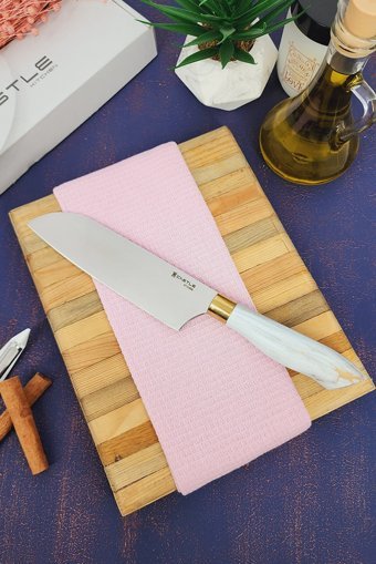 CASTLE KITCHEN Papatya Serisi 2 Li Mutfak Bıçak Seti ( Santaku - Nakiri )