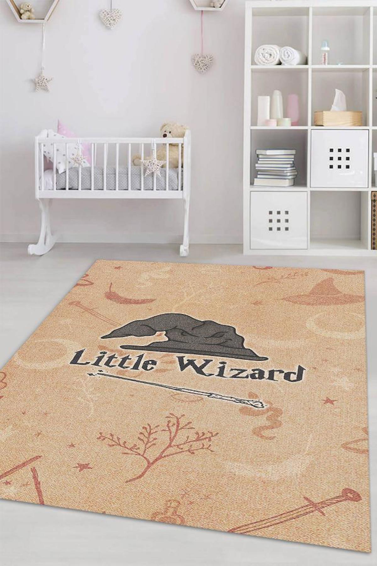 Homshtag Harry Potter Krem 4 mm Pamuk Antistatik Yıkanabilir İnce Kaymaz Dikdörtgen Makine Dokuma Çocuk Odası Halısı 100x160 cm