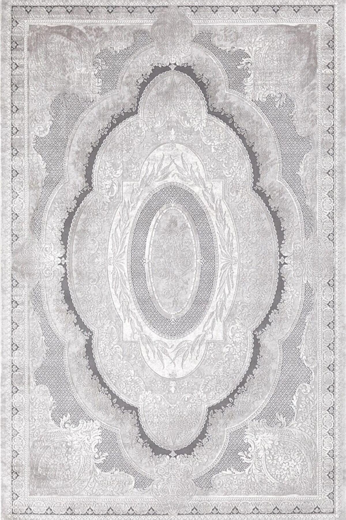 Merinos Rodin 19774 Krem Mikropolyester Yıkanabilir Kalın Kaymaz Lateks Taban Dikdörtgen Makine Dokuma Salon Halısı 160x230 cm