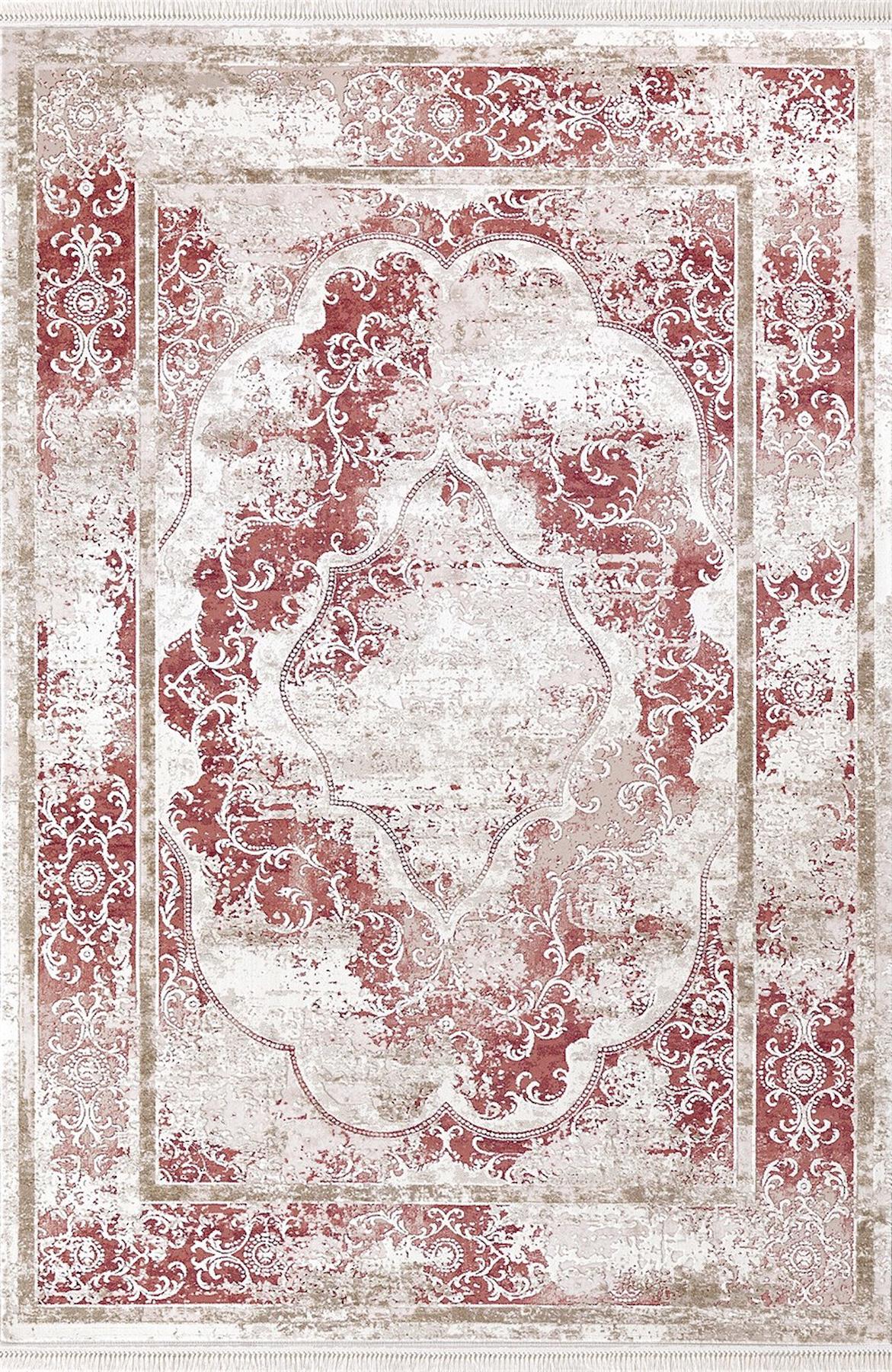 Dinarsu Arora 31887 Kırmızı 11 mm Akrilik Silinebilir Yıkanabilir Orta Kaymaz Dikdörtgen Makine Dokuma Oturma Odası Halısı 100x200 cm