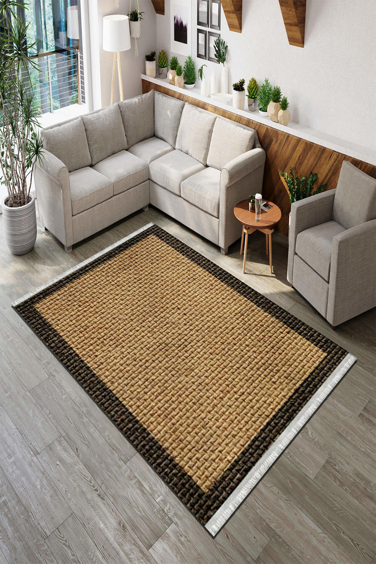 Roslyn Home Gri 6 mm Polyester Toz Tutmaz Yıkanabilir İnce Kaymaz Dot Taban Dikdörtgen Makine Dokuma Salon Halısı 120x180 cm