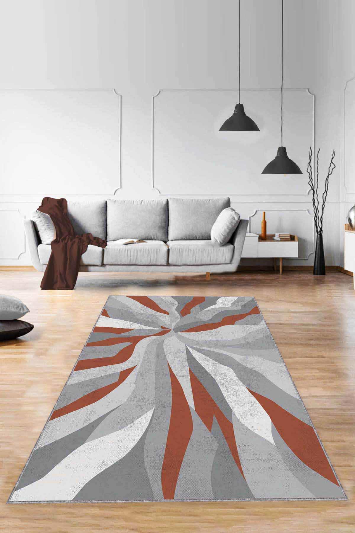 Viva Home ME001 Çok Renkli 7 mm Mikropolyester Yıkanabilir İnce Kaymaz Taban Dikdörtgen Makine Dokuma Salon Halısı 140x200 cm