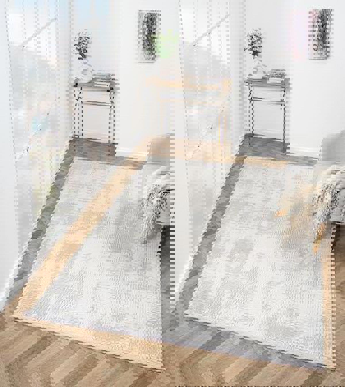 Çam Halı London LY002G Gri 6 mm Polyester Silinebilir Yıkanabilir Orta Dikdörtgen Makine Dokuma Salon Halısı 160x235 cm