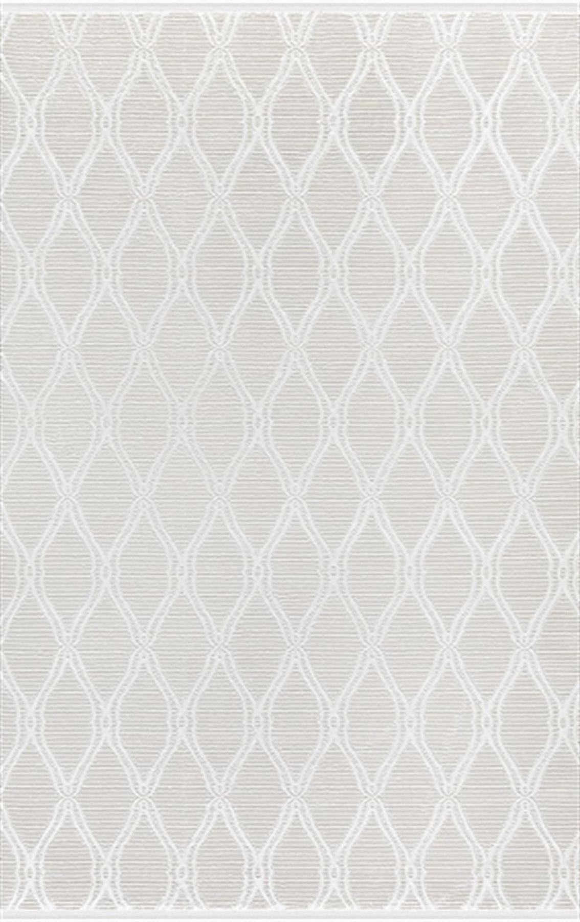 Merinos Recycle 37406 Krem 12 mm Akrilik Toz Tutmaz Yıkanabilir Kalın Kaymaz Dikdörtgen Makine Dokuma Salon Halısı 120x180 cm