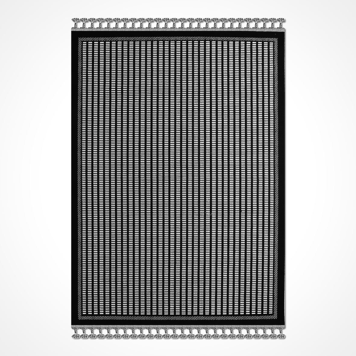 Crea Halı Liza 18558 Krem 10 mm Polyester Toz Tutmaz Yıkanabilir Orta Geometrik Dikdörtgen Makine Dokuma Salon Halısı 150x350 cm