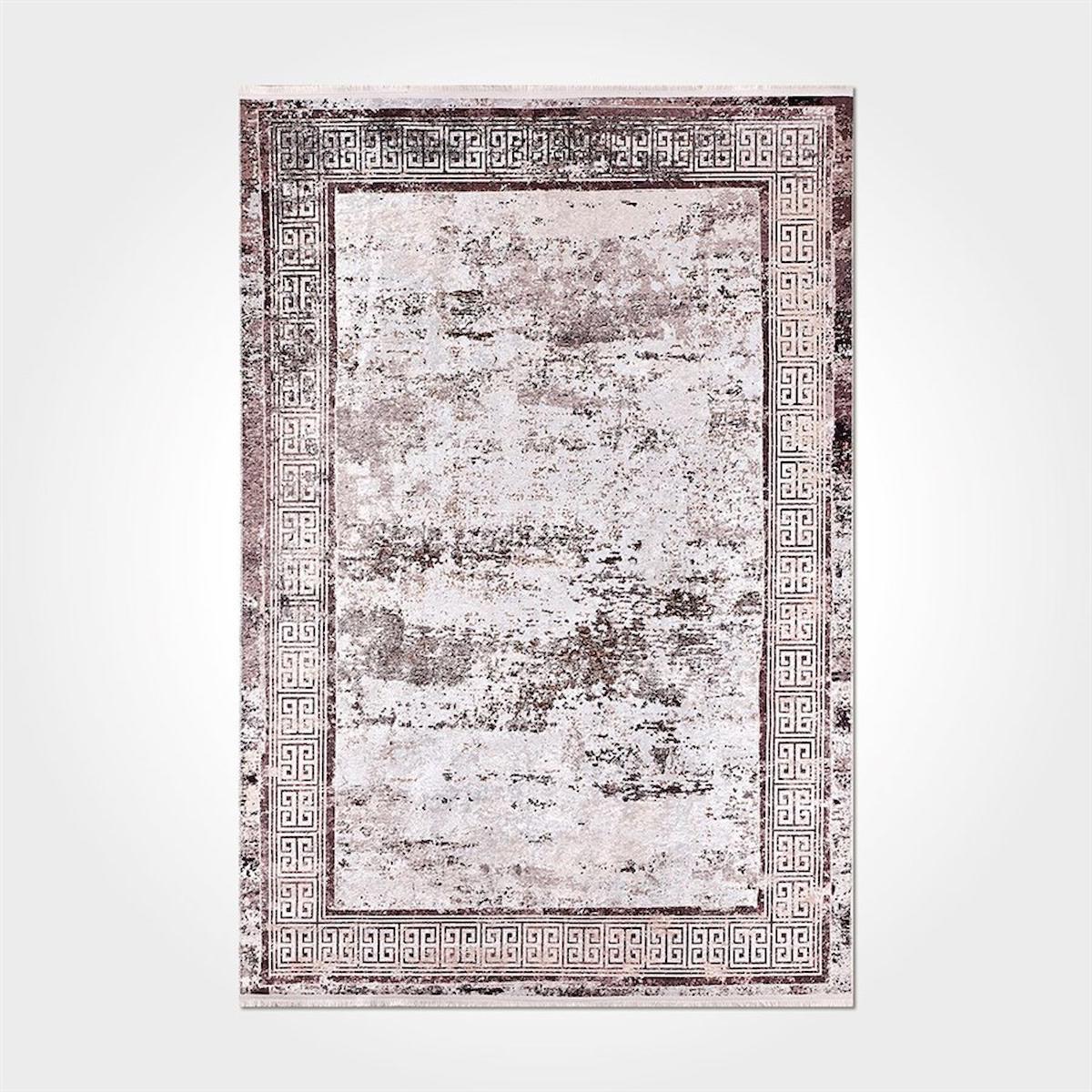 Crea Halı 2125PC Vizon Pamuk-Polyester Yıkanabilir İnce Kaymaz Pamuk Taban Dikdörtgen Makine Dokuma Salon Halısı 160x230 cm