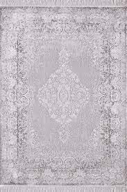 Royal Halı Roma XR05A Gri 1 mm Akrilik Antibakteriyel Yıkanabilir Kalın Kaymaz Lateks Taban Dikdörtgen Makine Dokuma Salon Halısı 80x150 cm