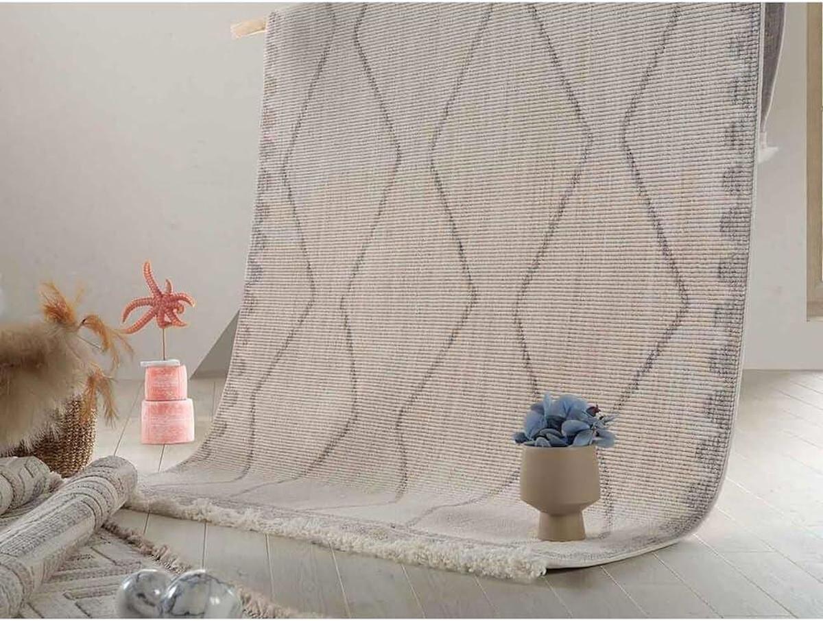 Gümüşsuyu Deco Point 15760 Gri 6 mm Polyester Antibakteriyel Yıkanabilir İnce Kaymaz Dikdörtgen Makine Dokuma Salon Halısı 80x150 cm