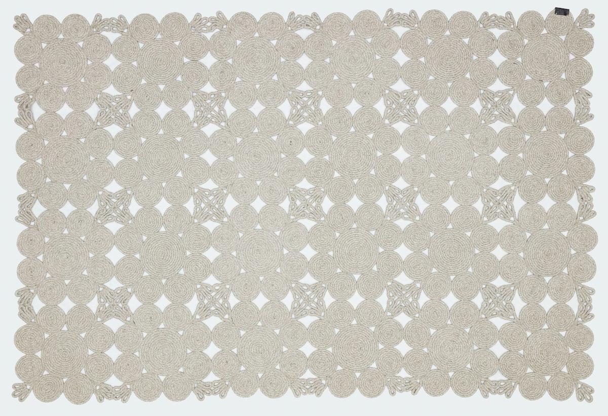 Apex Magnolia 9122 Ekru Pamuk Yıkanabilir İnce Kaymaz Jüt Taban Dikdörtgen Makine Dokuma Salon Halısı 150x233 cm