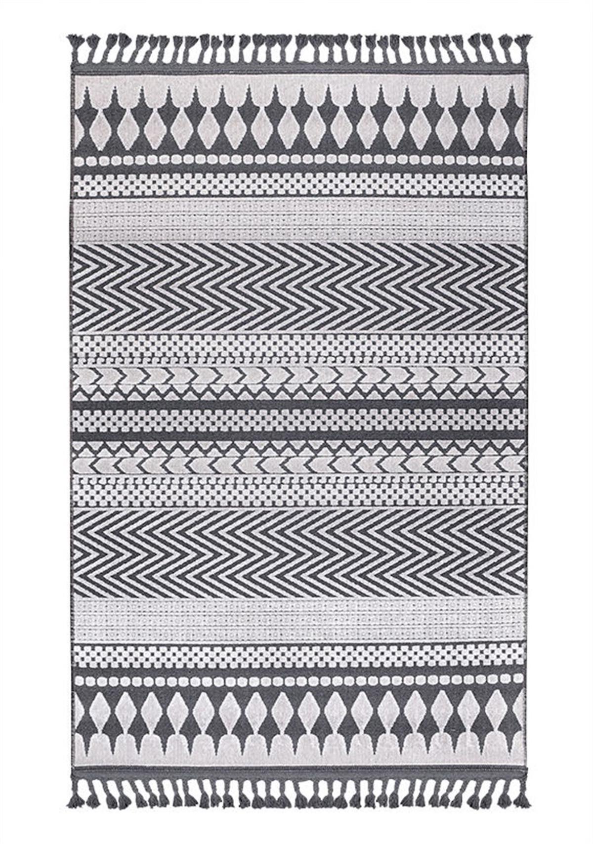 Kreasyon Halı Rönesans 9204 Gri 3 mm Akrilik Yıkanabilir İnce Kaymaz Dikdörtgen Makine Dokuma Salon Halısı 80x100 cm