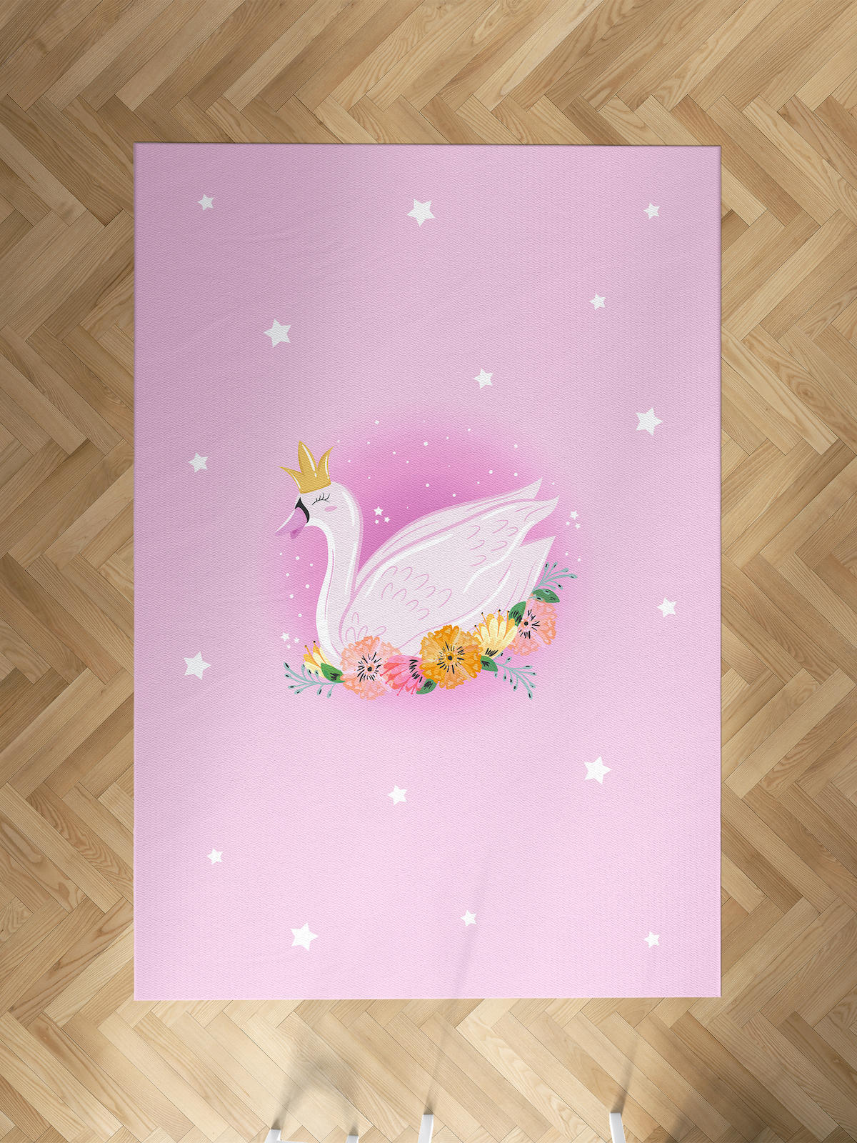 Mekta Home Kuğu Çok Renkli 10 mm Antibakteriyel Yıkanabilir İnce Kaymaz Dot Taban Dikdörtgen Makine Dokuma Çocuk Odası Halısı 160x300 cm