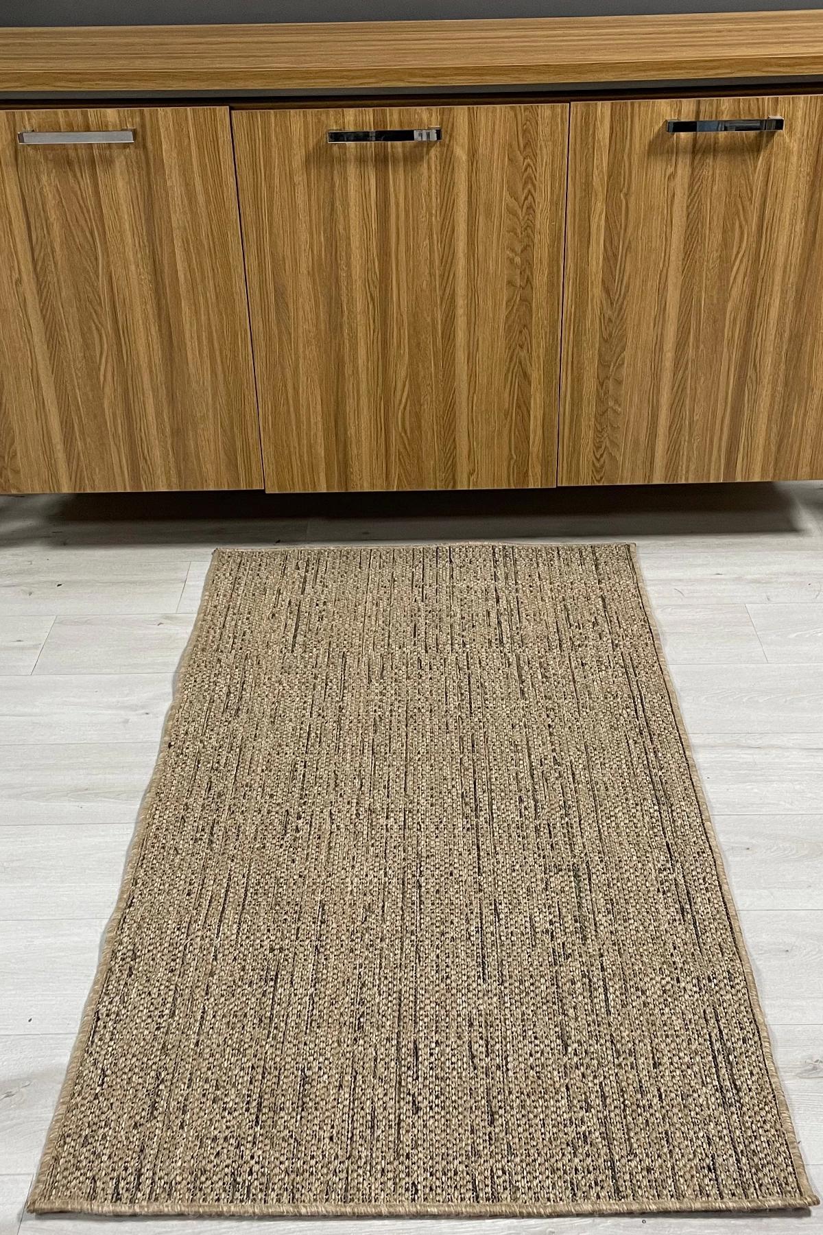 Şehrazat Home 46100 Kahverengi 6 mm Antibakteriyel Yıkanabilir Dikdörtgen Makine Dokuma Salon Halısı