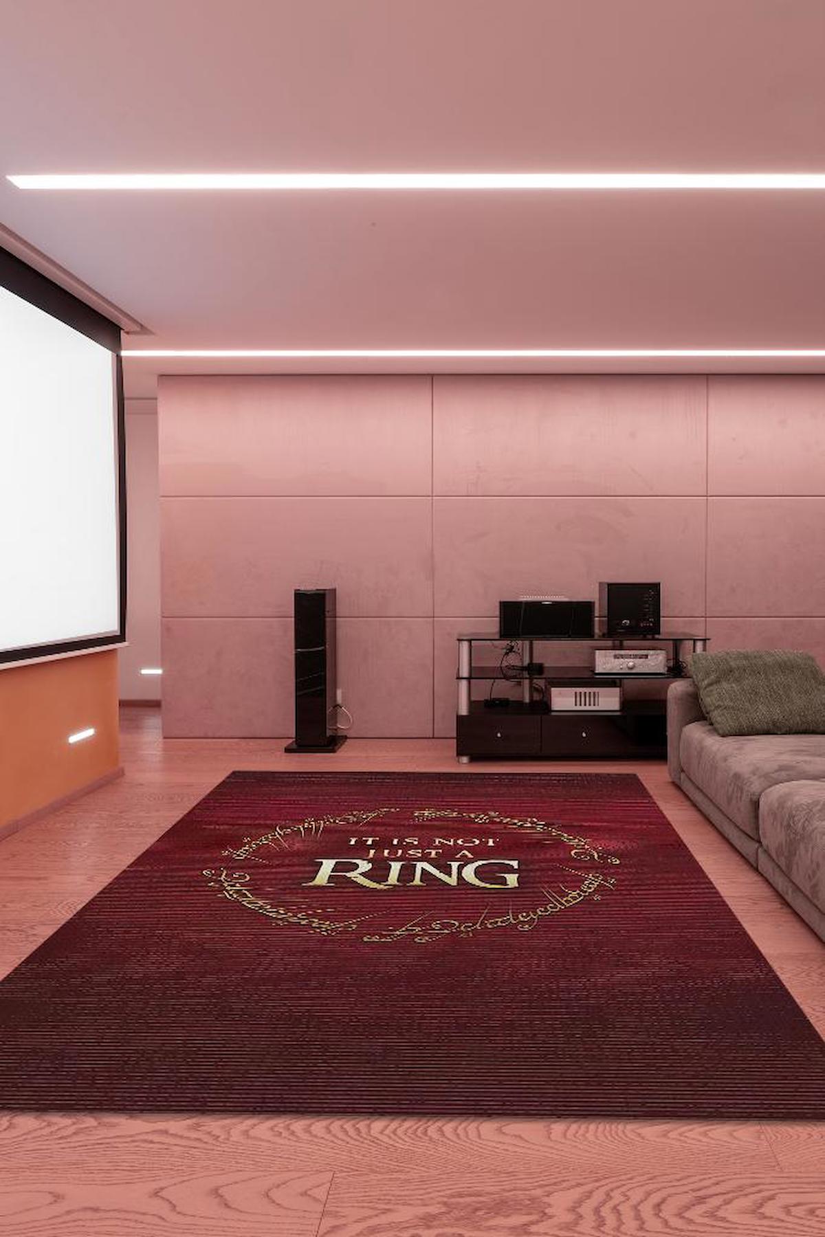 Homshtag Yüzüklerin Efendisi Kırmızı 4 mm Pamuk Antistatik Yıkanabilir İnce Kaymaz Dikdörtgen Makine Dokuma Yatak Odası Halısı 160x230 cm