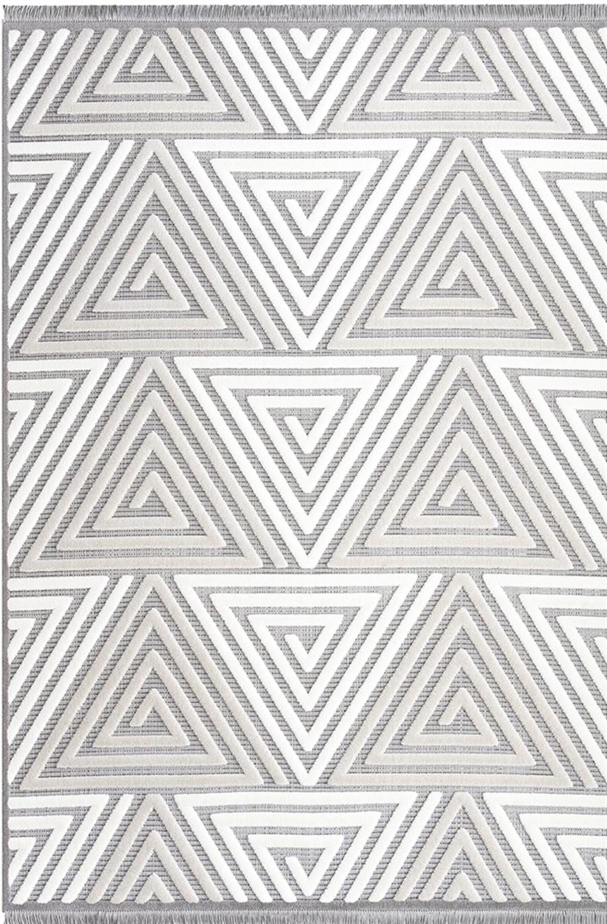 İpek Mekik Halı Almond 11410 Vizon 8 mm Polyester Toz Tutmaz Yıkanabilir Orta Kaymaz Pamuk Taban Geometrik Dikdörtgen Makine Dokuma Antre-Çocuk Odası-Salon-Yatak Odası Halısı 80x150 cm