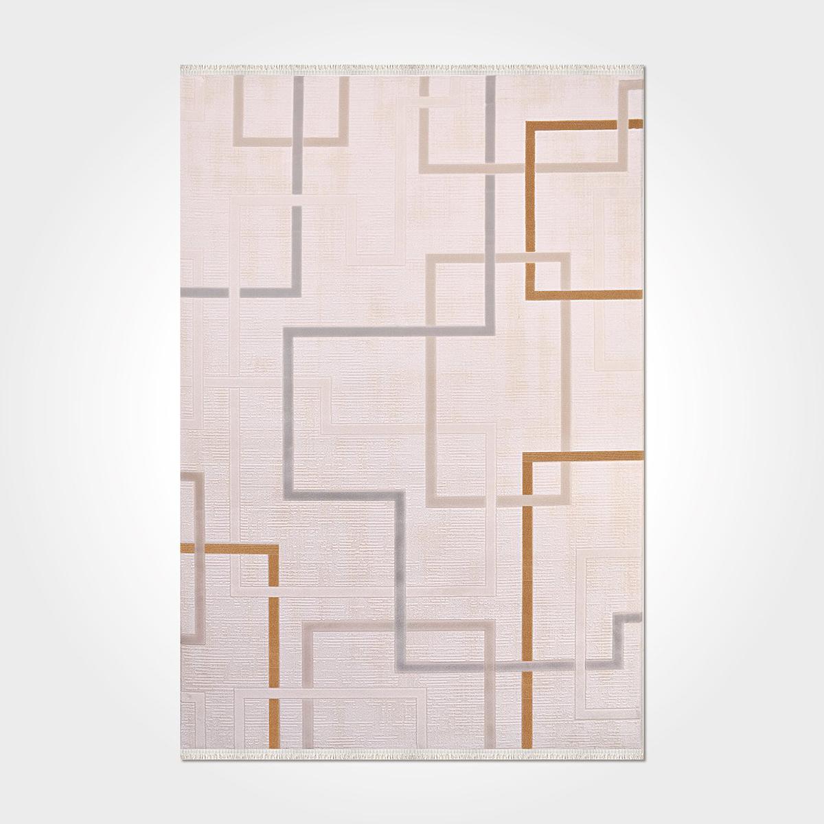 Dekozer Krem 11 mm Polyester Toz tutmaz Yıkanabilir İnce Pamuk Taban Dikdörtgen Makine Dokuma Salon Halısı 170x240 cm