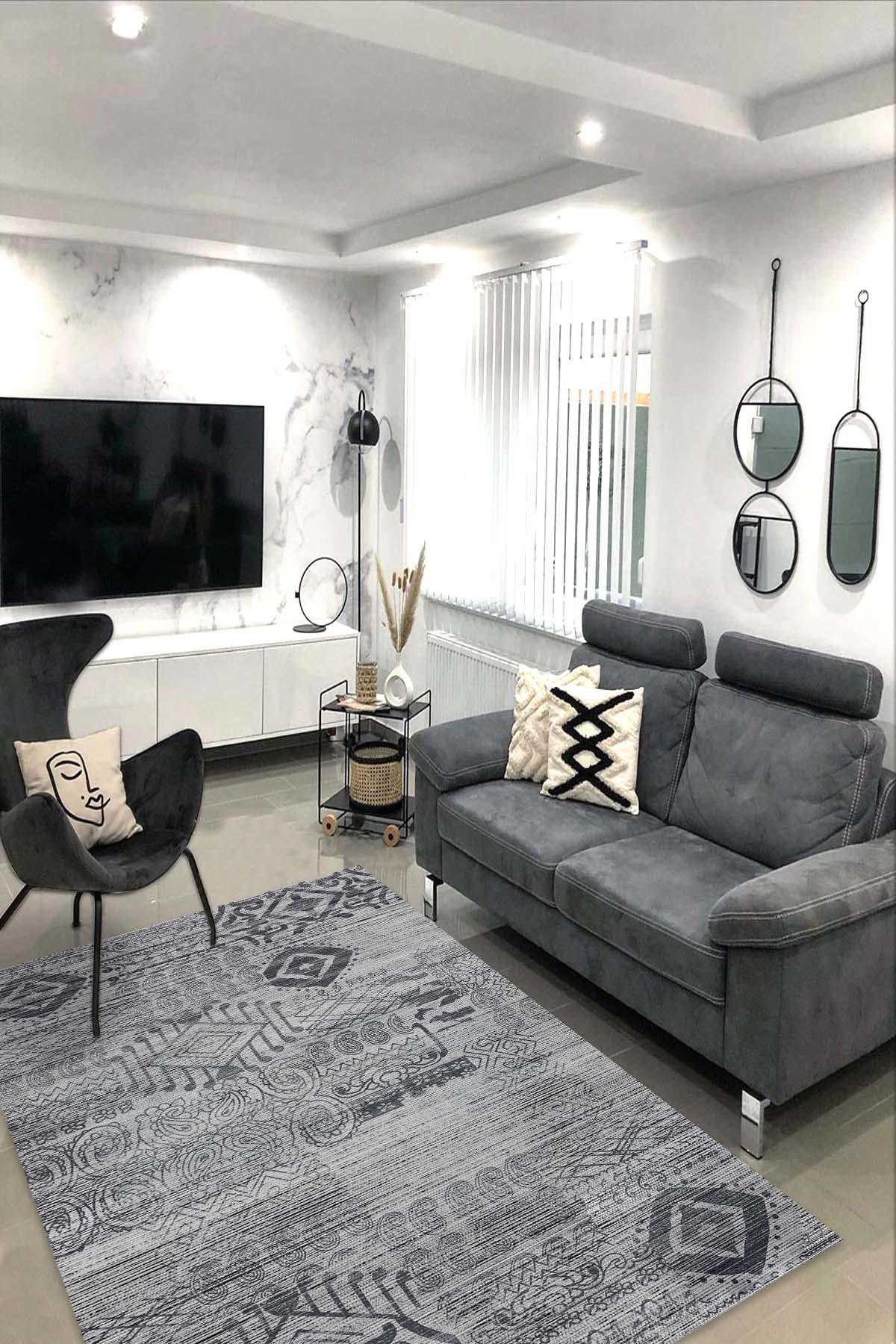 İlyaki Home Alison Krem 0.8 mm Pamuk Yıkanabilir İnce Kaymaz Jüt Taban Dikdörtgen Makine Dokuma Salon Halısı 80x120 cm