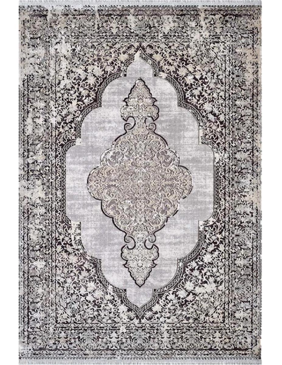 Royal Halı Elite QE09C Krem 7 mm Viskon Toz Tutmaz Yıkanabilir Kalın Kaymaz Lateks Taban Dikdörtgen Makine Dokuma Salon Halısı 120x180 cm
