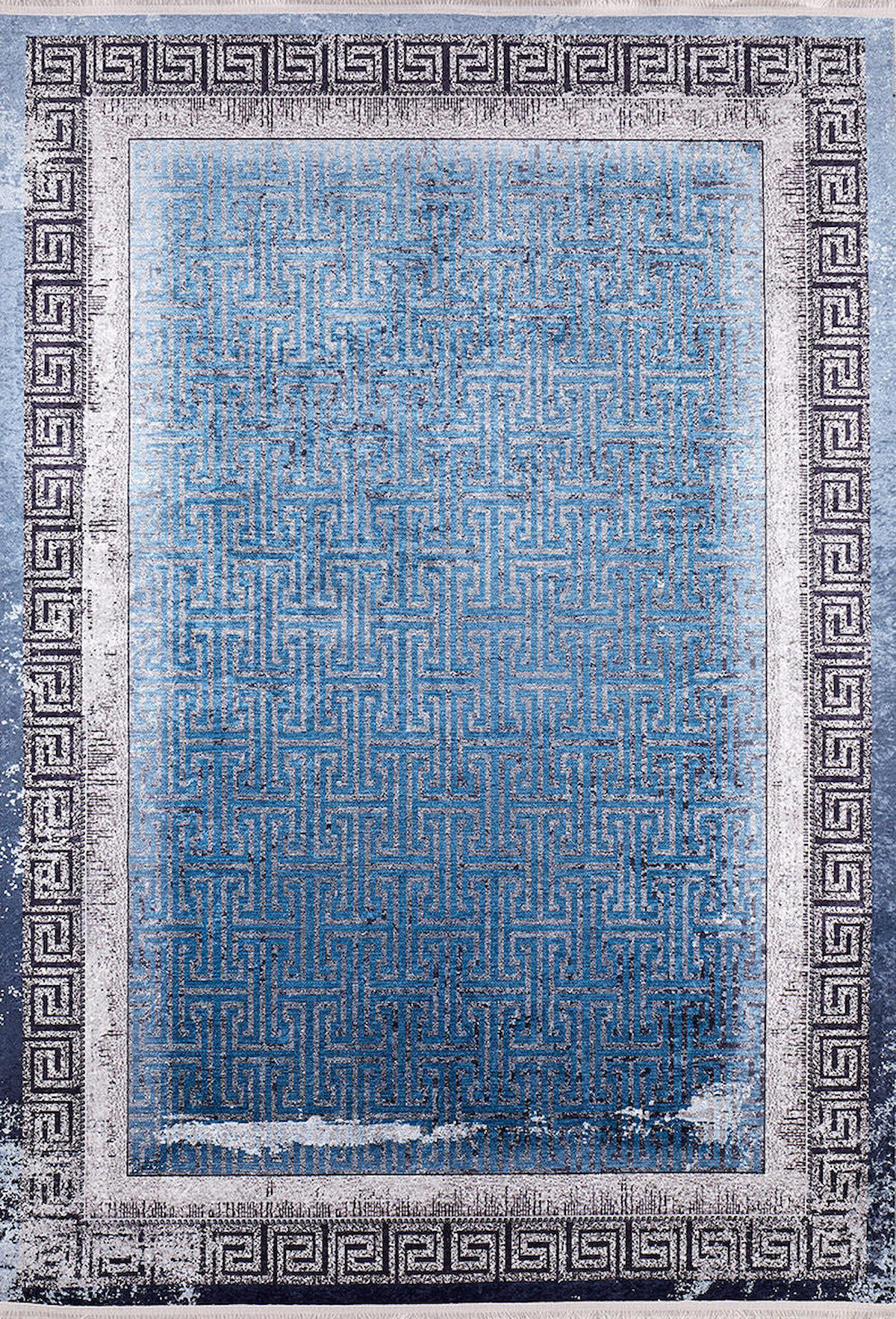 Halı Atölyesi HA185 Mavi 5 mm Pamuk Hipoalerjenik Yıkanabilir İnce Kaymaz Taban Dikdörtgen Makine Dokuma Salon Halısı 180x180 cm