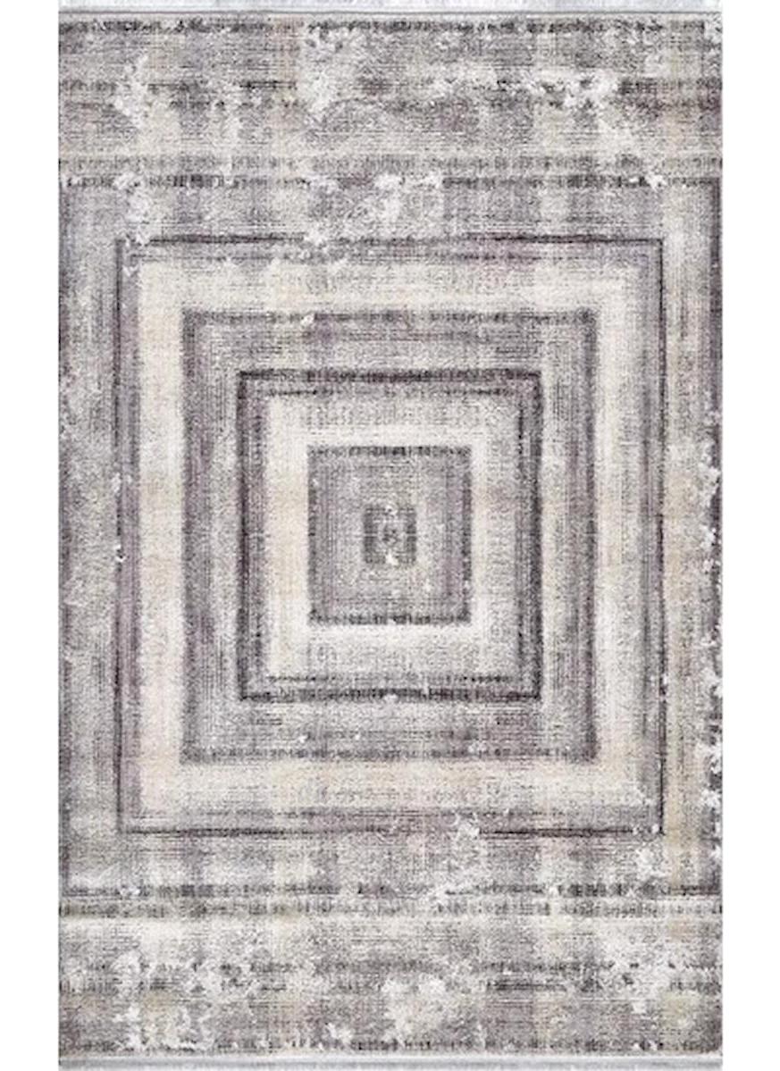 Royal Halı Elite QE08A Gri-Siyah 7 mm Viskon Toz Tutmaz Yıkanabilir Kalın Kaymaz Lateks Taban Dikdörtgen Makine Dokuma Salon Halısı 200x290 cm