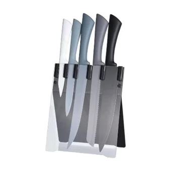 Excellent Houseware 6 Parça Bloklu Bıçak Seti - Gri