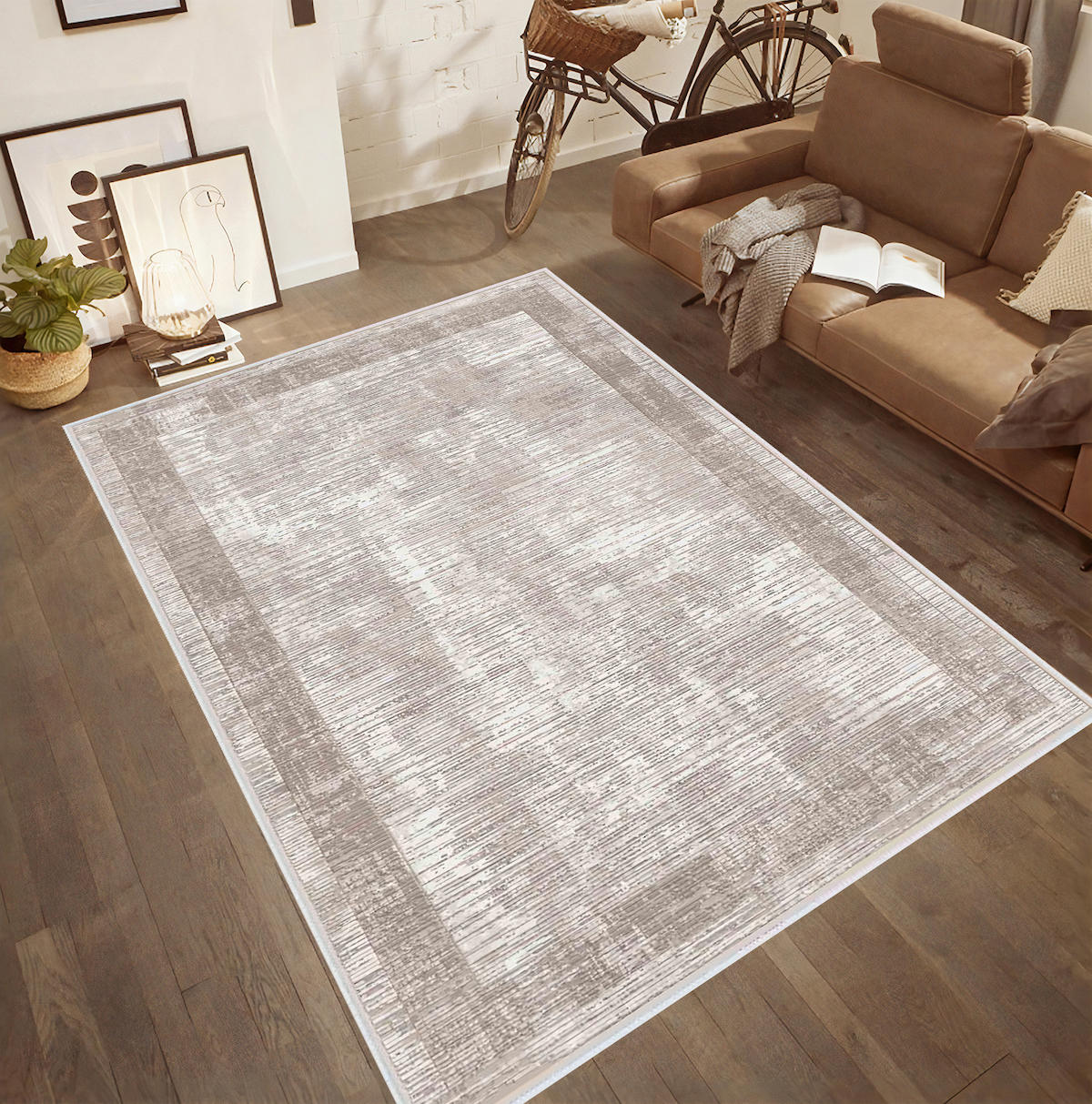 Rovigo Home RVG0533 Krem 8 mm Polyester Antibakteriyel-Leke Tutmaz-Toz Tutmaz Yıkanabilir İnce Kaymaz Dot Taban Dikdörtgen Makine Dokuma Salon Halısı 200x290 cm
