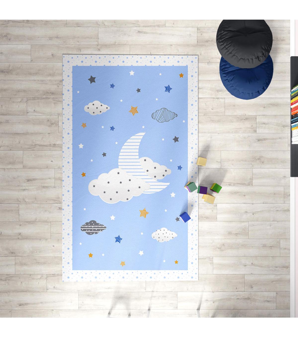 Chiron Baby Ceritti CRTT029 Çok Renkli 5 mm Pamuk-Polyester Antialerjenik Yıkanabilir İnce Kaymaz Taban Figürlü Dikdörtgen Makine Dokuma Çocuk Odası Halısı 200x300 cm