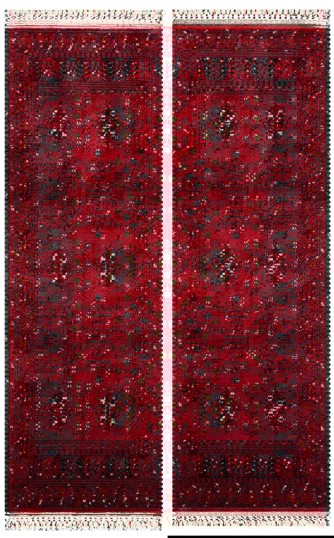 Eko Halı Nostalji 959 Kırmızı-Siyah 6-12 mm Akrilik Silinebilir Yıkanabilir Orta Kaymaz Dikdörtgen El Dokuması Oturma Odası-Salon Halısı 200x290 cm