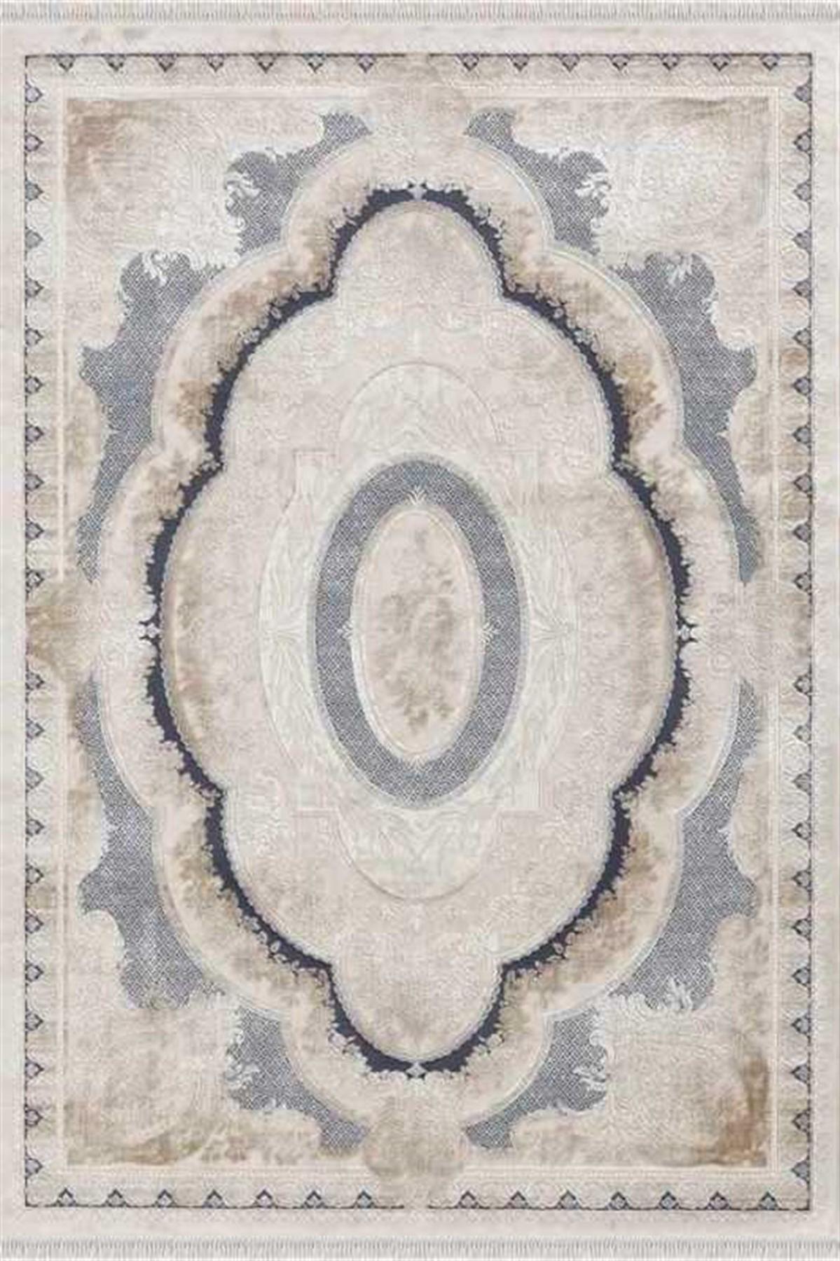 Merinos Rodin 19774 Mavi 8 mm Akrilik Toz Tutmaz Yıkanabilir Kalın Kaymaz Dikdörtgen Makine Dokuma Salon Halısı 80x150 cm